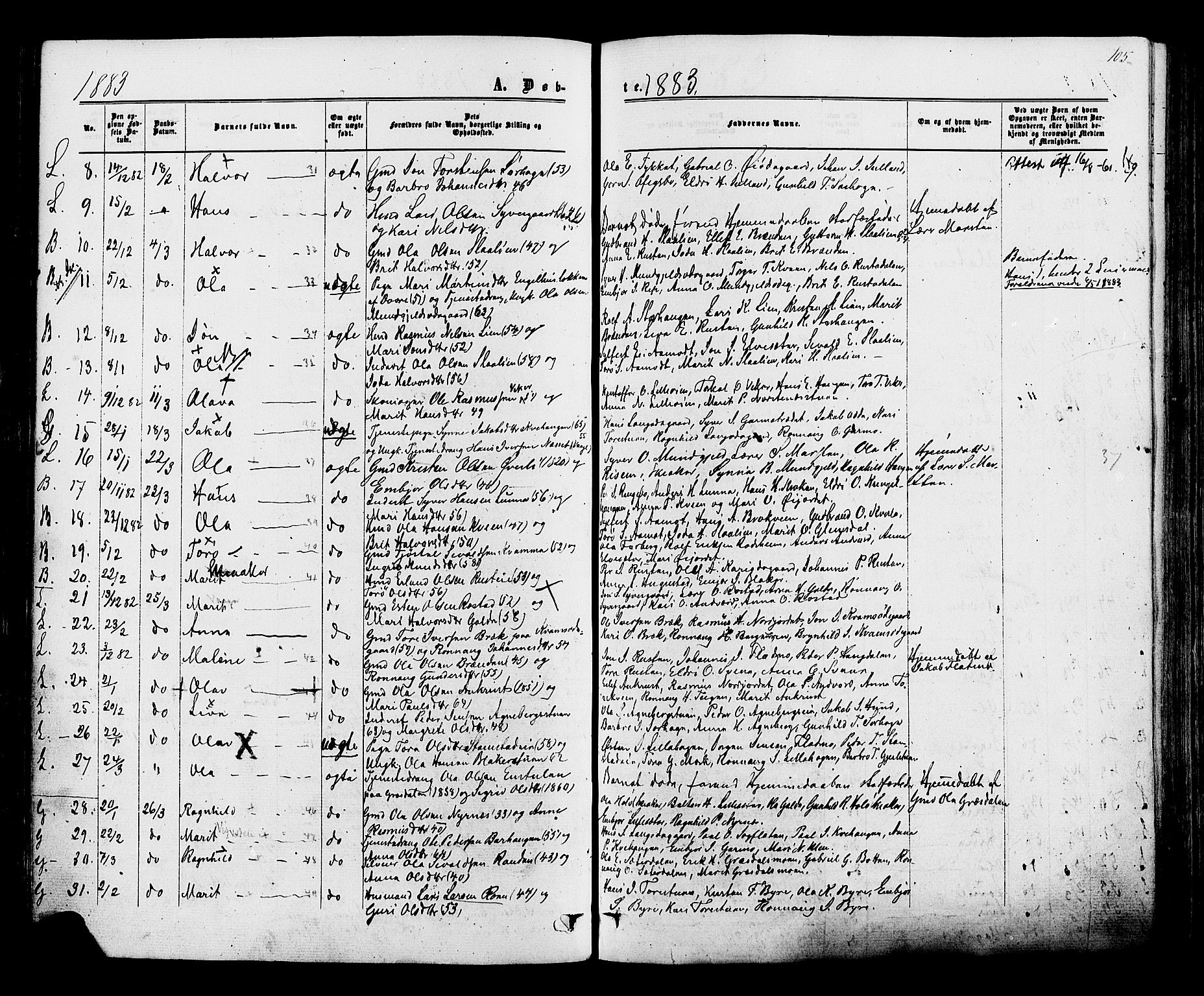 Lom prestekontor, AV/SAH-PREST-070/K/L0007: Parish register (official) no. 7, 1863-1884, p. 105