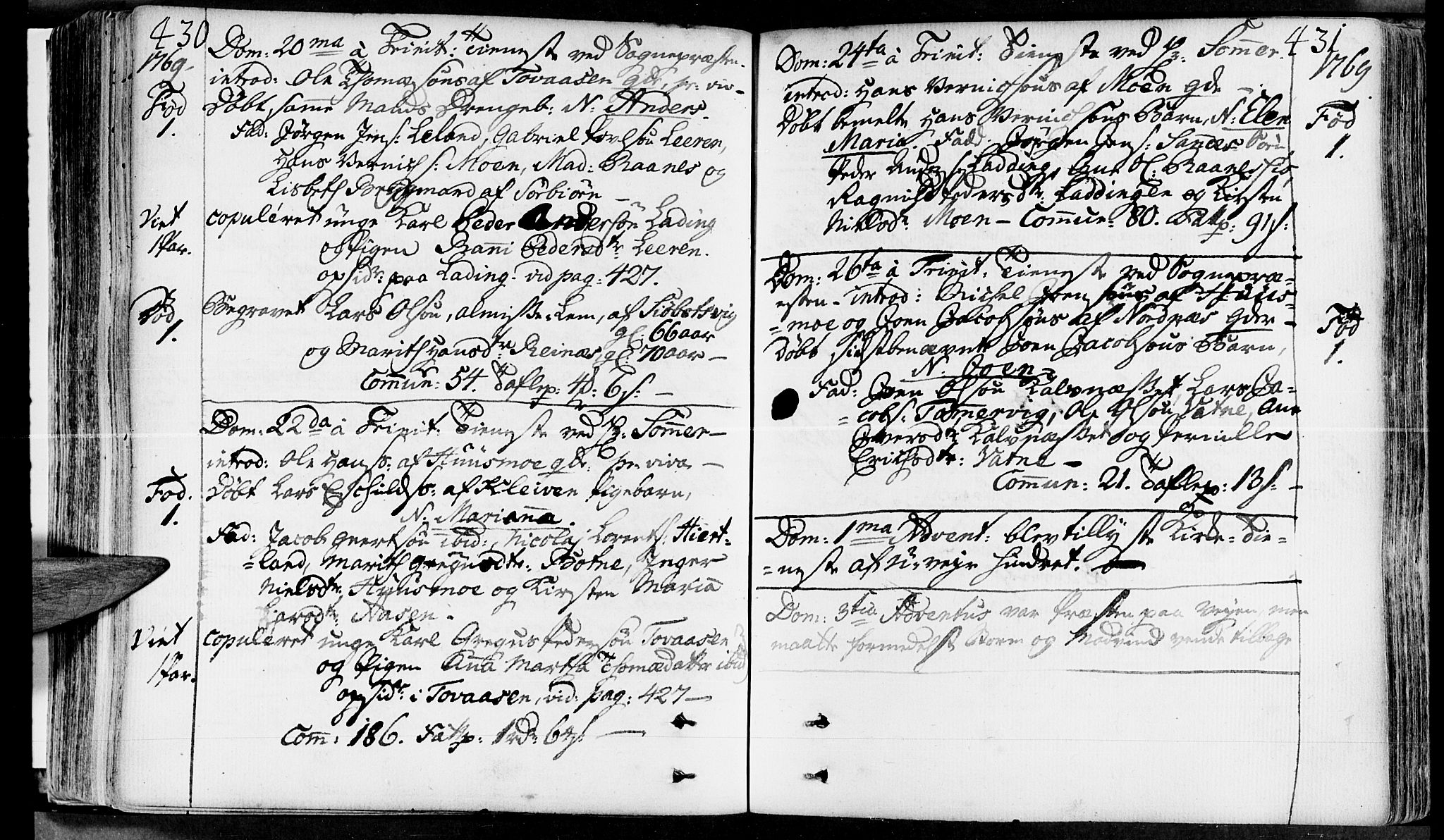 Ministerialprotokoller, klokkerbøker og fødselsregistre - Nordland, SAT/A-1459/830/L0437: Parish register (official) no. 830A05 /2, 1768-1776, p. 430-431