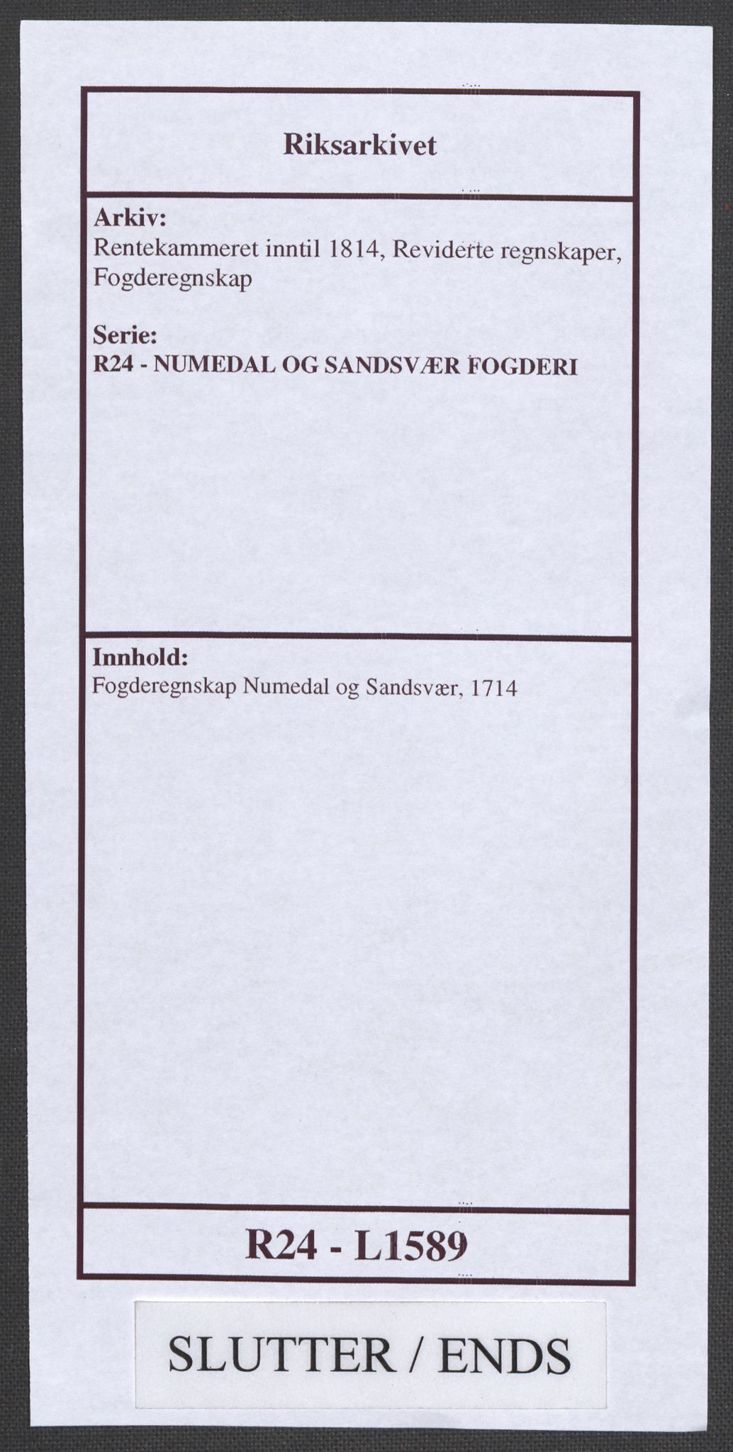 Rentekammeret inntil 1814, Reviderte regnskaper, Fogderegnskap, AV/RA-EA-4092/R24/L1589: Fogderegnskap Numedal og Sandsvær, 1714, p. 334