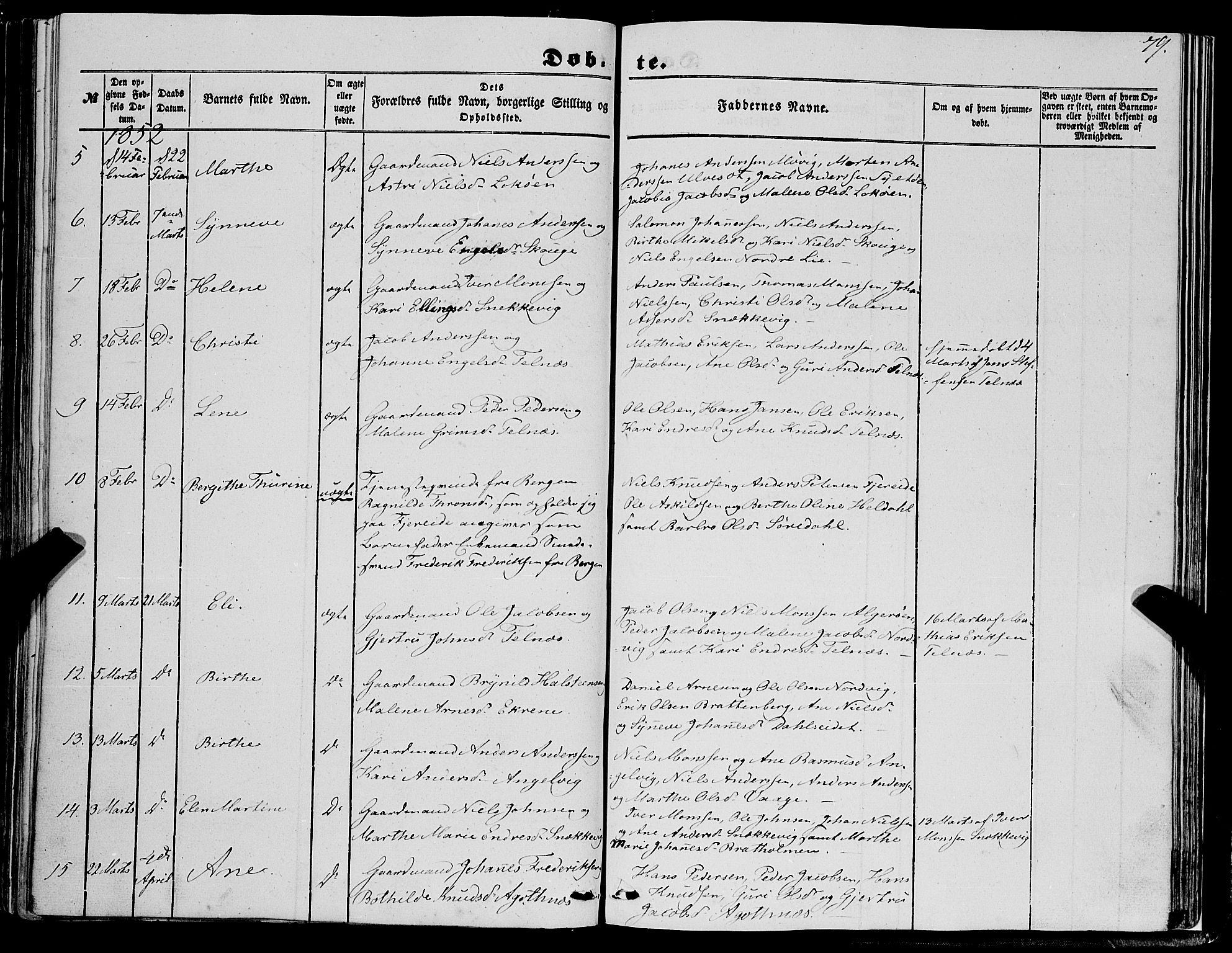 Fjell sokneprestembete, SAB/A-75301/H/Haa: Parish register (official) no. A 2, 1847-1864, p. 79