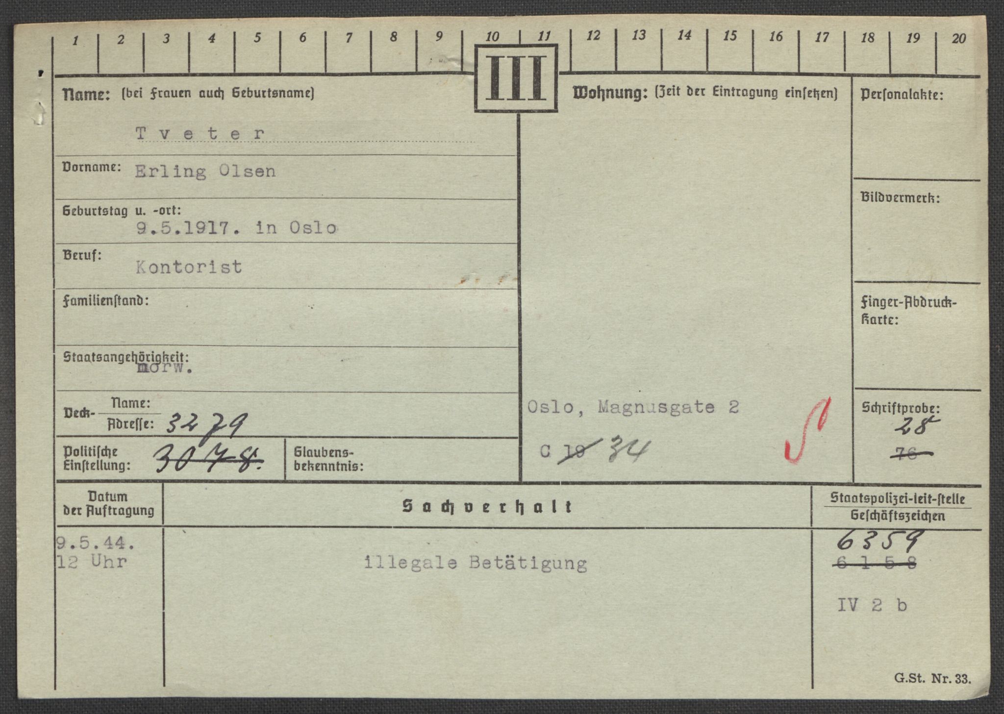 Befehlshaber der Sicherheitspolizei und des SD, RA/RAFA-5969/E/Ea/Eaa/L0010: Register over norske fanger i Møllergata 19: Sø-Å, 1940-1945, p. 568