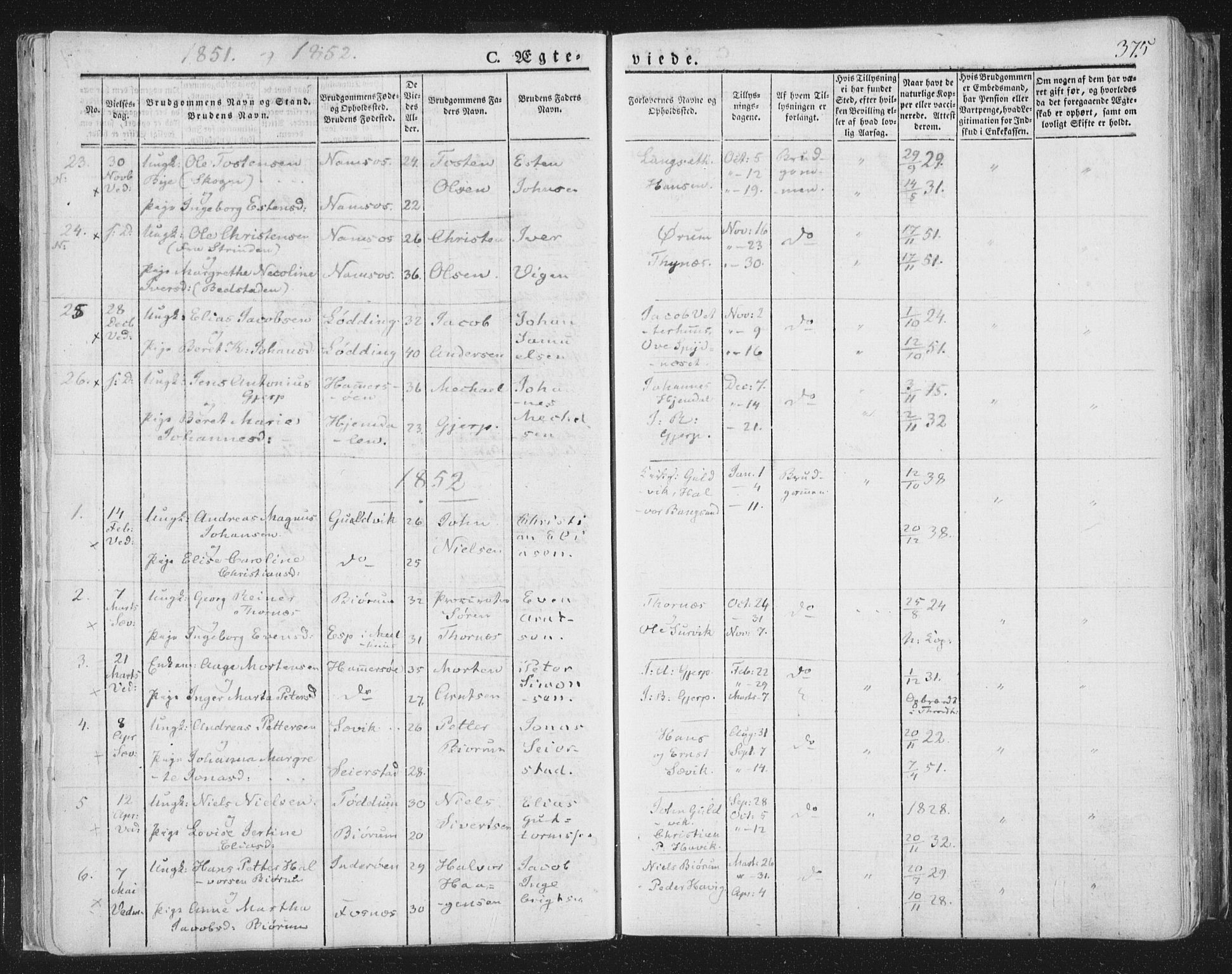 Ministerialprotokoller, klokkerbøker og fødselsregistre - Nord-Trøndelag, SAT/A-1458/764/L0552: Parish register (official) no. 764A07b, 1824-1865, p. 375