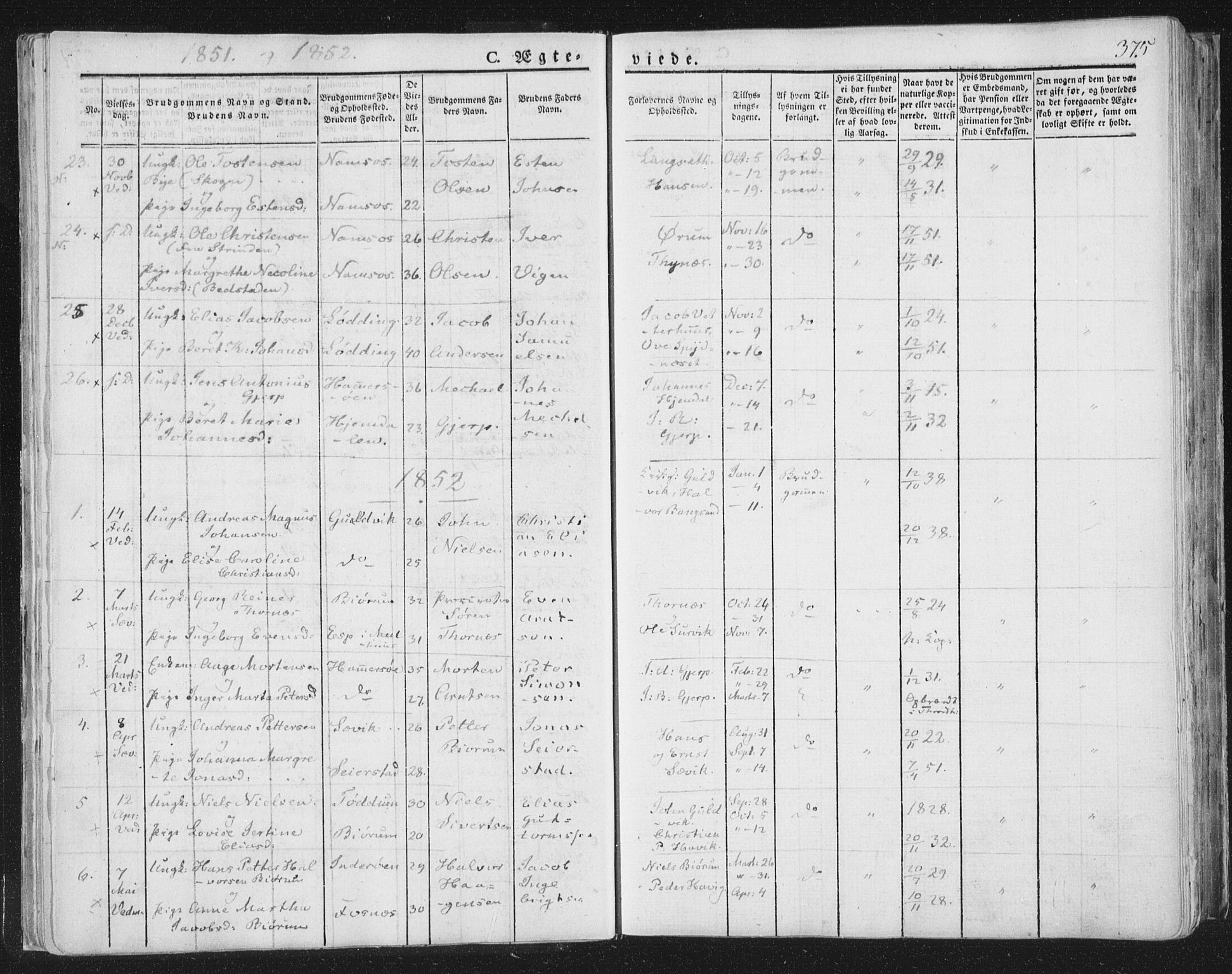 Ministerialprotokoller, klokkerbøker og fødselsregistre - Nord-Trøndelag, AV/SAT-A-1458/764/L0552: Parish register (official) no. 764A07b, 1824-1865, p. 375