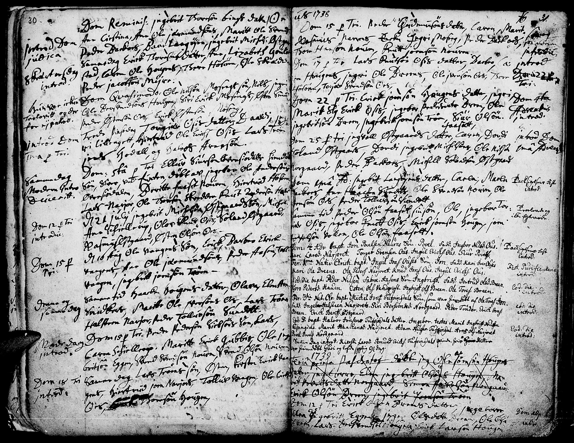 Tolga prestekontor, AV/SAH-PREST-062/K/L0001: Parish register (official) no. 1, 1733-1767, p. 30-31