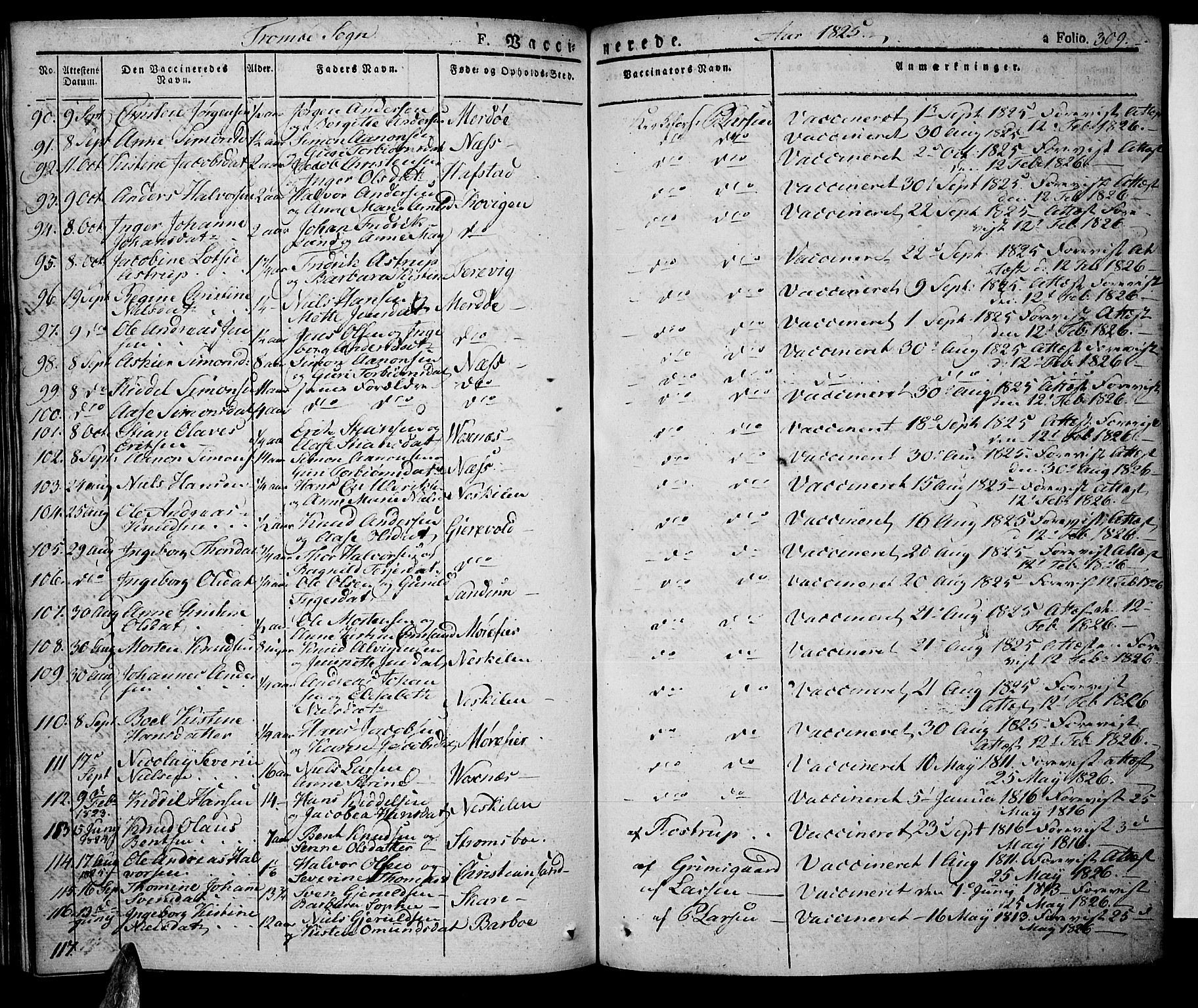 Tromøy sokneprestkontor, SAK/1111-0041/F/Fa/L0003: Parish register (official) no. A 3, 1825-1837, p. 309