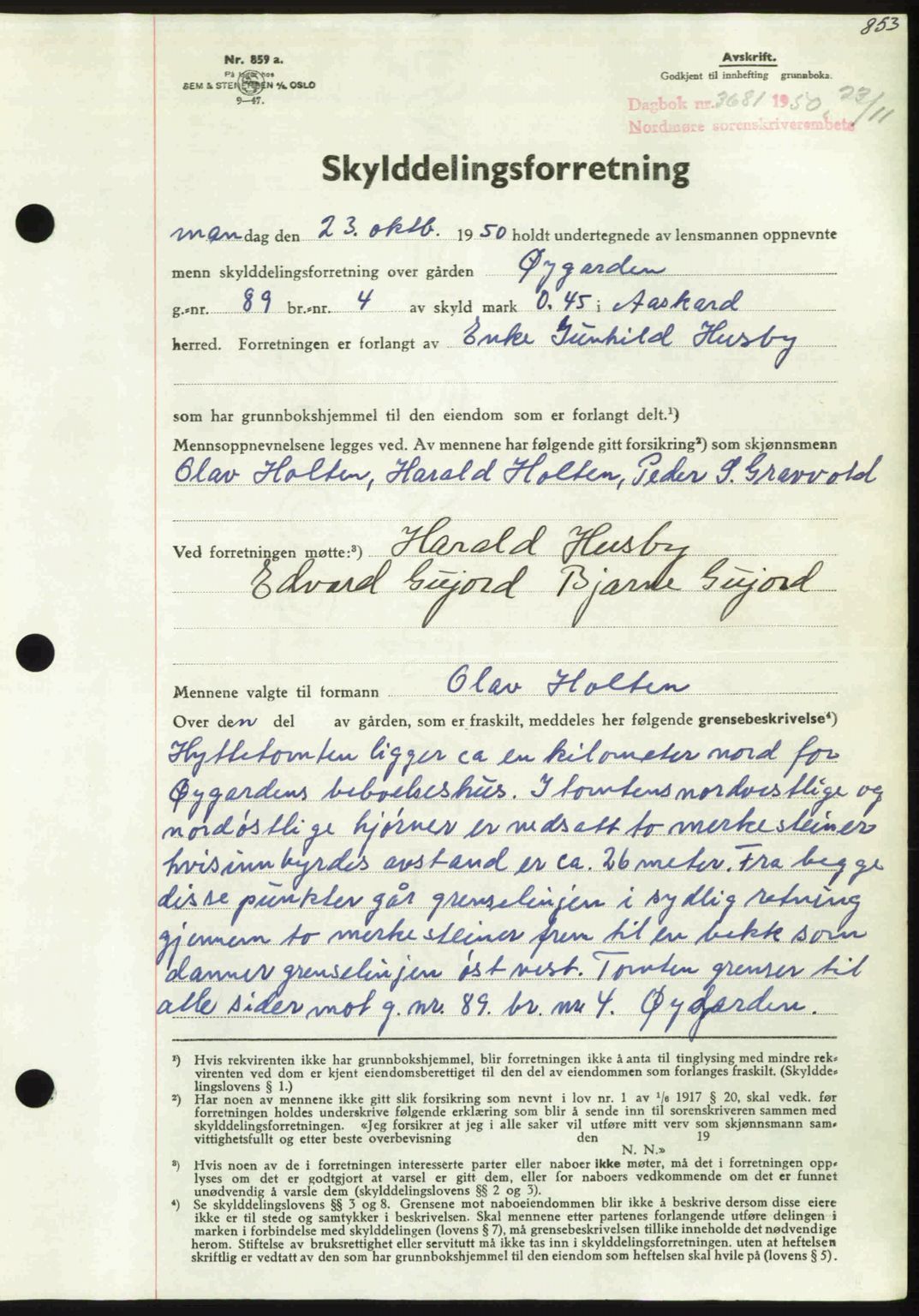 Nordmøre sorenskriveri, AV/SAT-A-4132/1/2/2Ca: Mortgage book no. A116, 1950-1950, Diary no: : 3681/1950