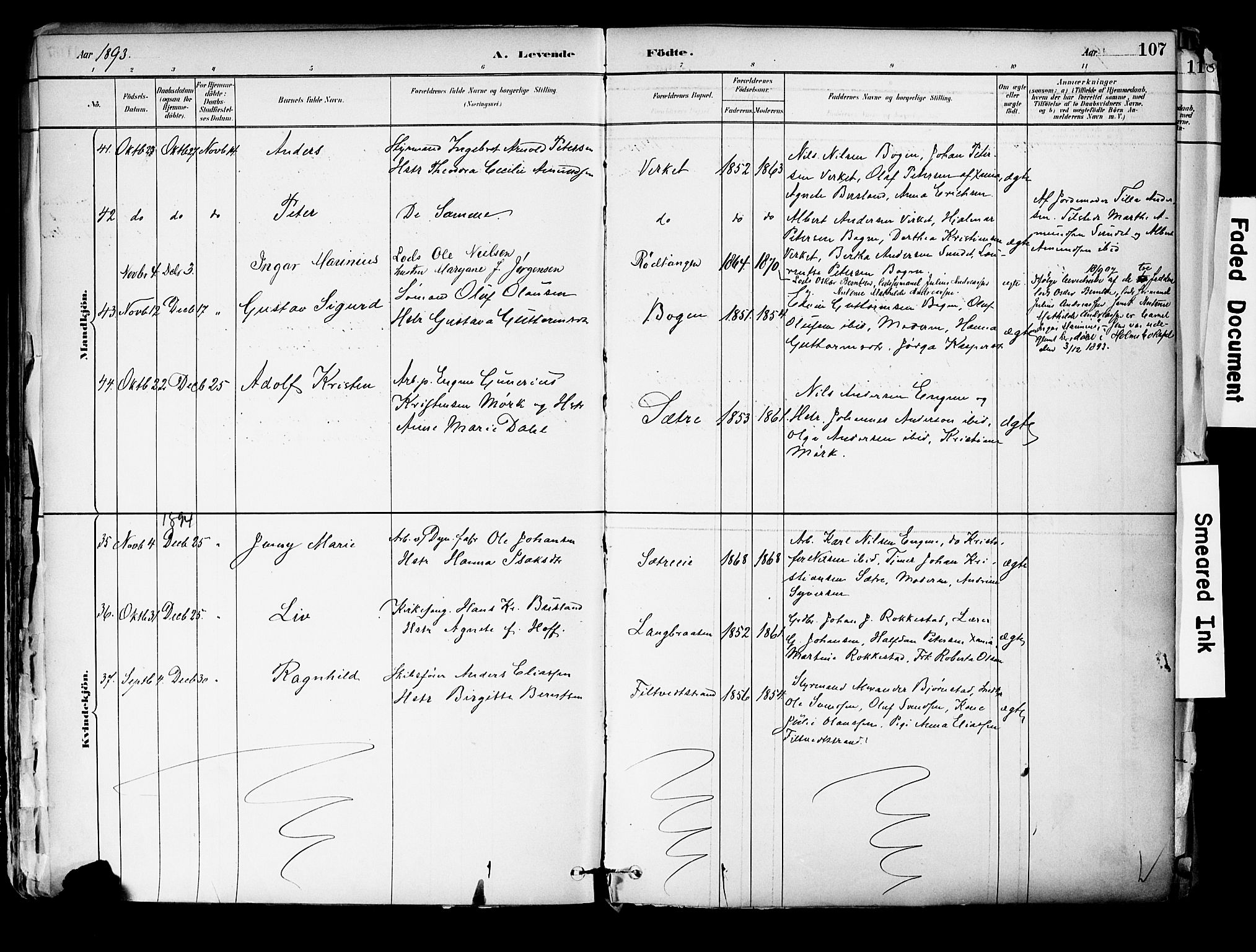 Hurum kirkebøker, AV/SAKO-A-229/F/Fa/L0014: Parish register (official) no. 14, 1882-1895, p. 107