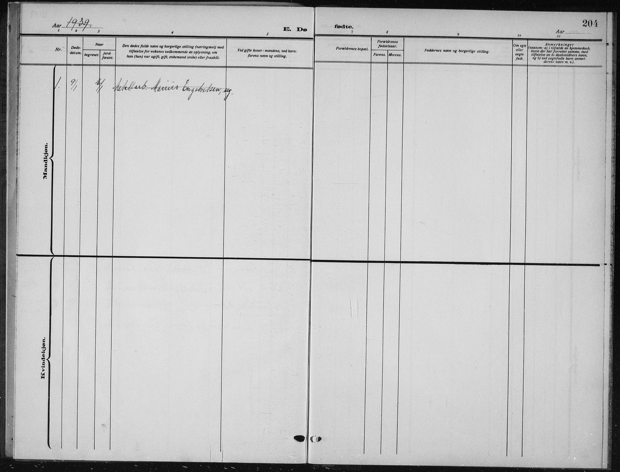Aurskog prestekontor Kirkebøker, SAO/A-10304a/G/Ga/L0006: Parish register (copy) no. I 6, 1923-1939, p. 204