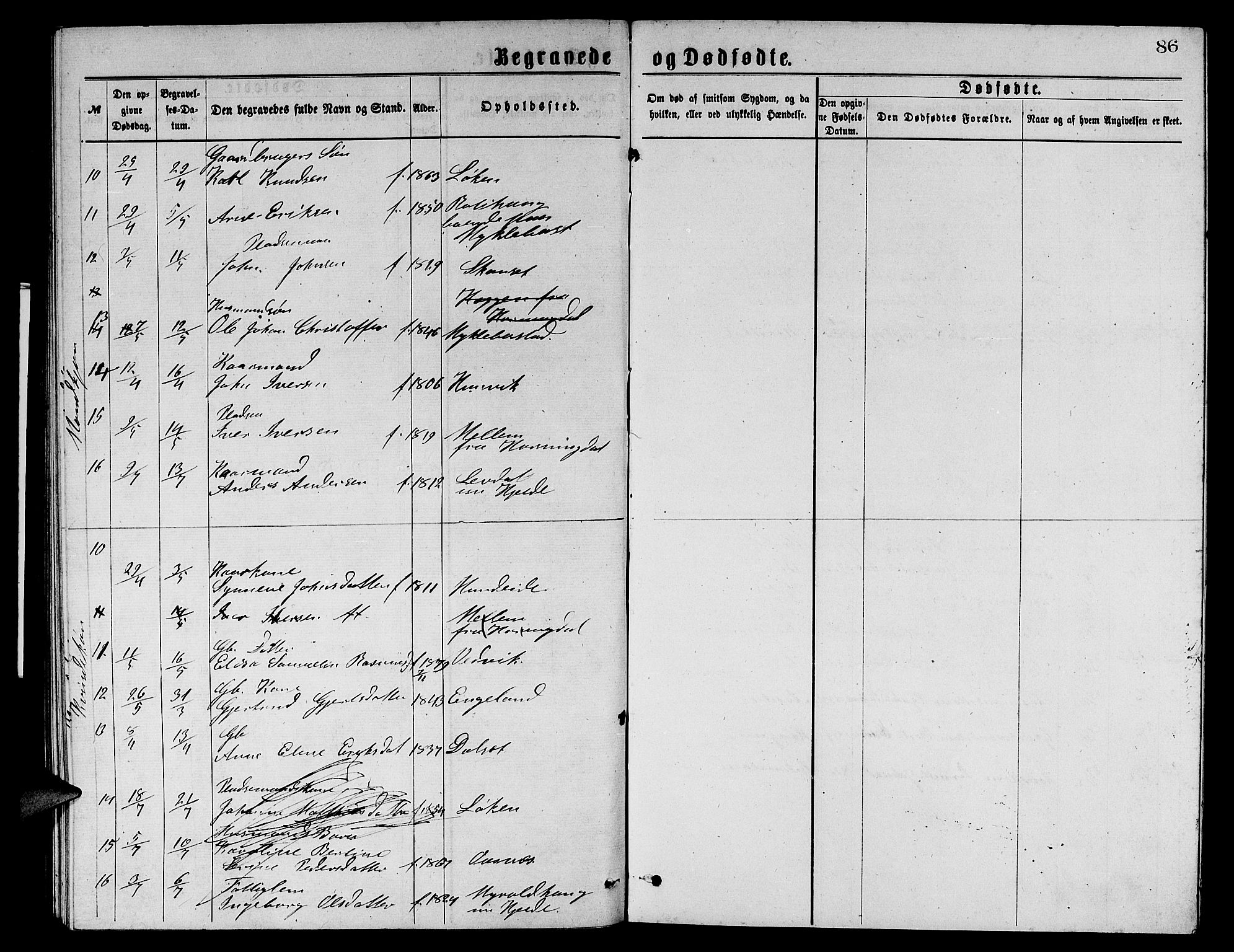 Eid sokneprestembete, AV/SAB-A-82301/H/Hab/Habb/L0001: Parish register (copy) no. B 1, 1877-1882, p. 86