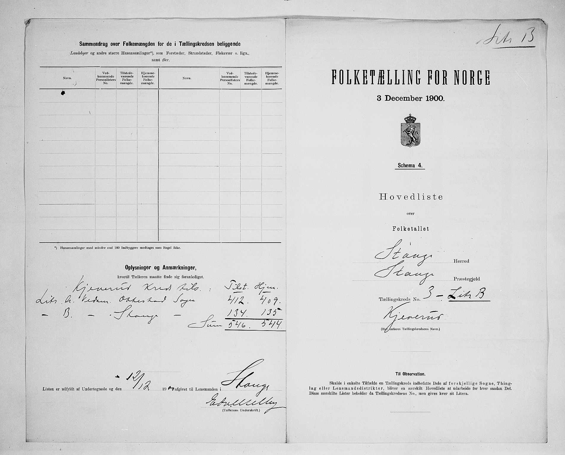 SAH, 1900 census for Stange, 1900, p. 33