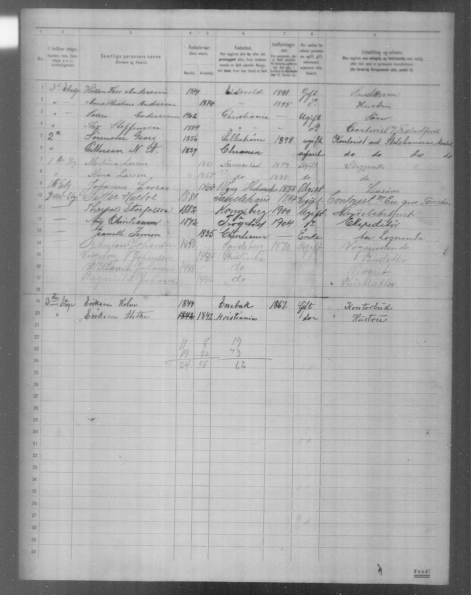 OBA, Municipal Census 1904 for Kristiania, 1904, p. 9500