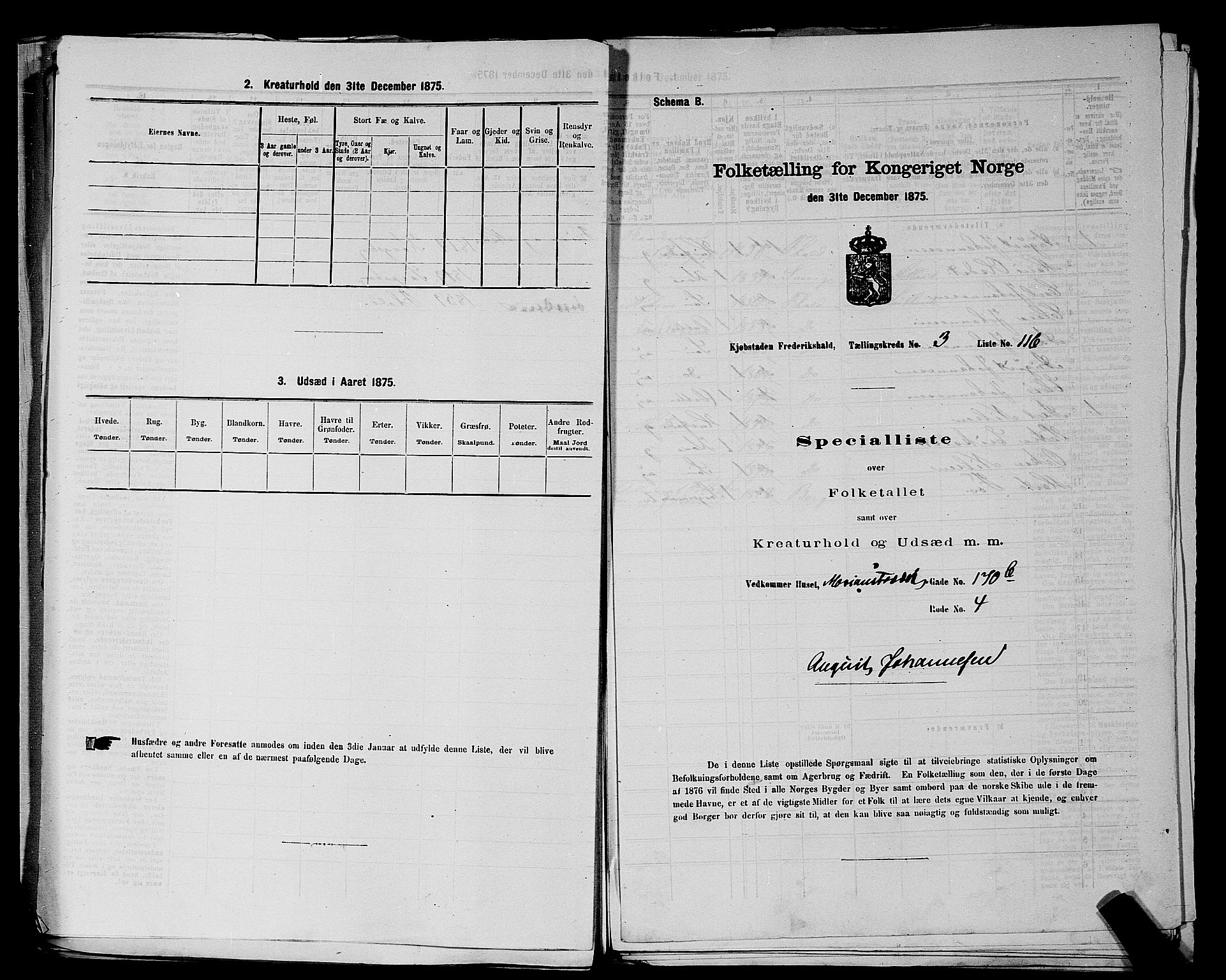 RA, 1875 census for 0101P Fredrikshald, 1875, p. 270