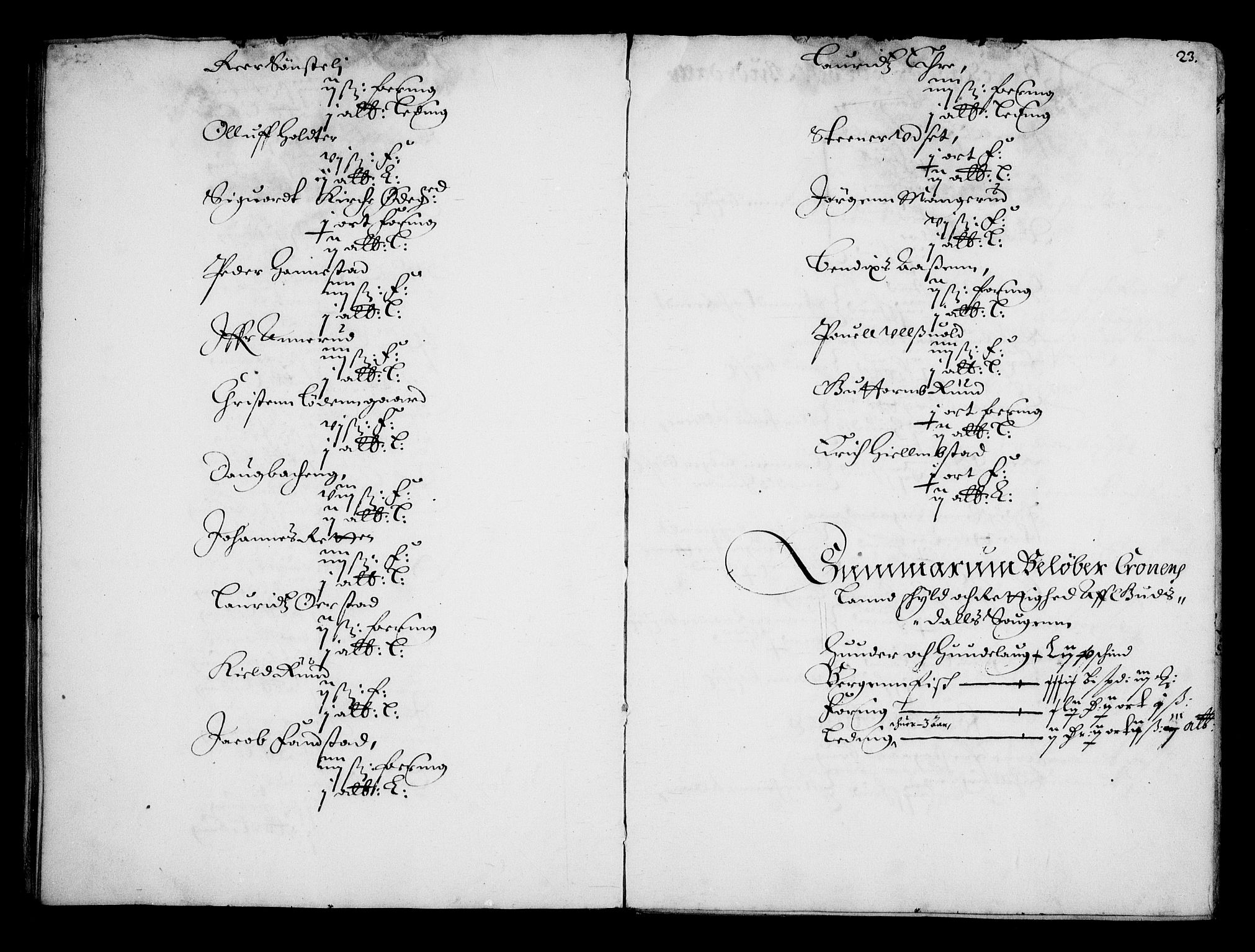 Rentekammeret inntil 1814, Realistisk ordnet avdeling, AV/RA-EA-4070/N/Na/L0001: [XI f]: Akershus stifts jordebok, 1652, p. 22b-23a