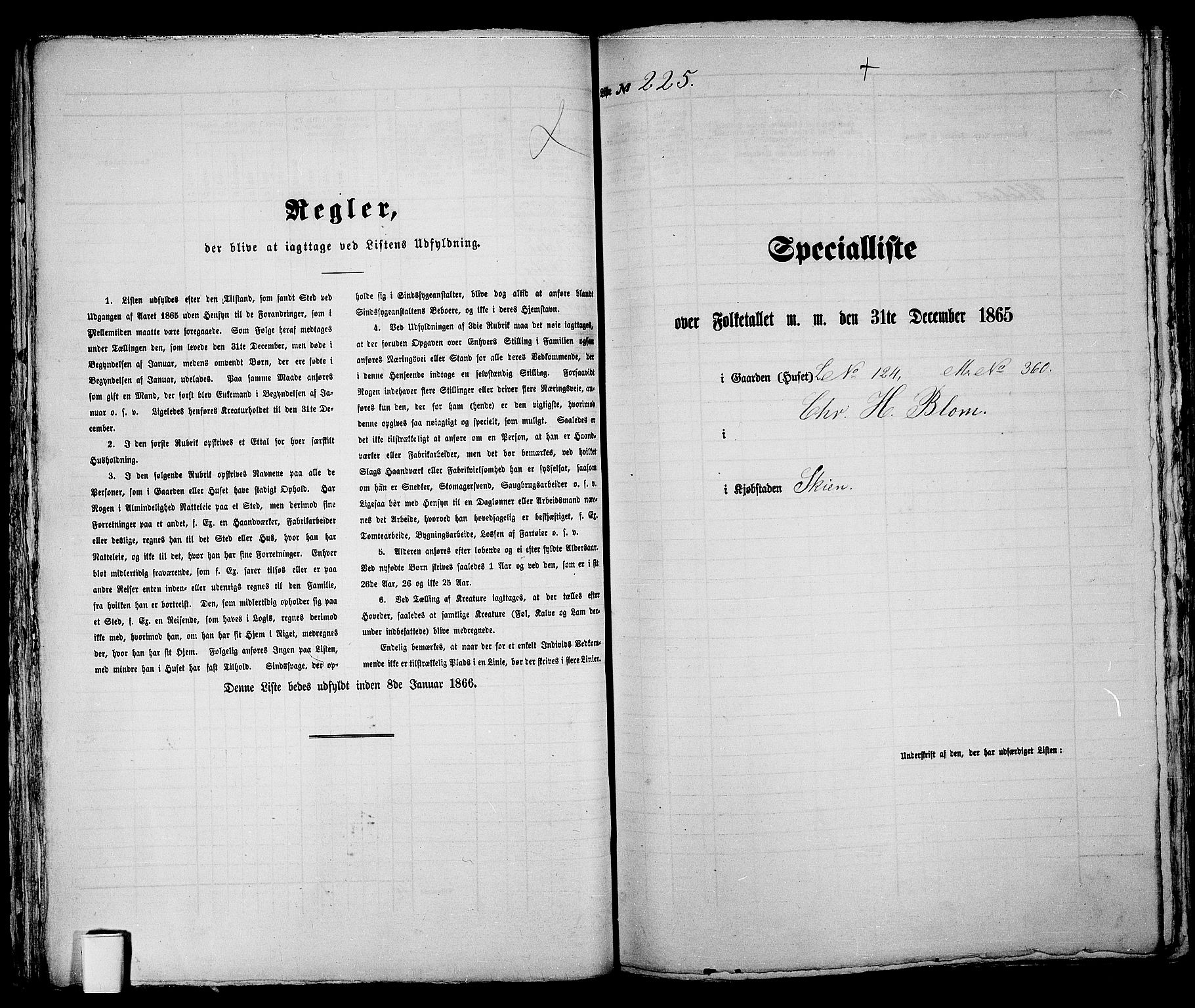 RA, 1865 census for Skien, 1865, p. 465