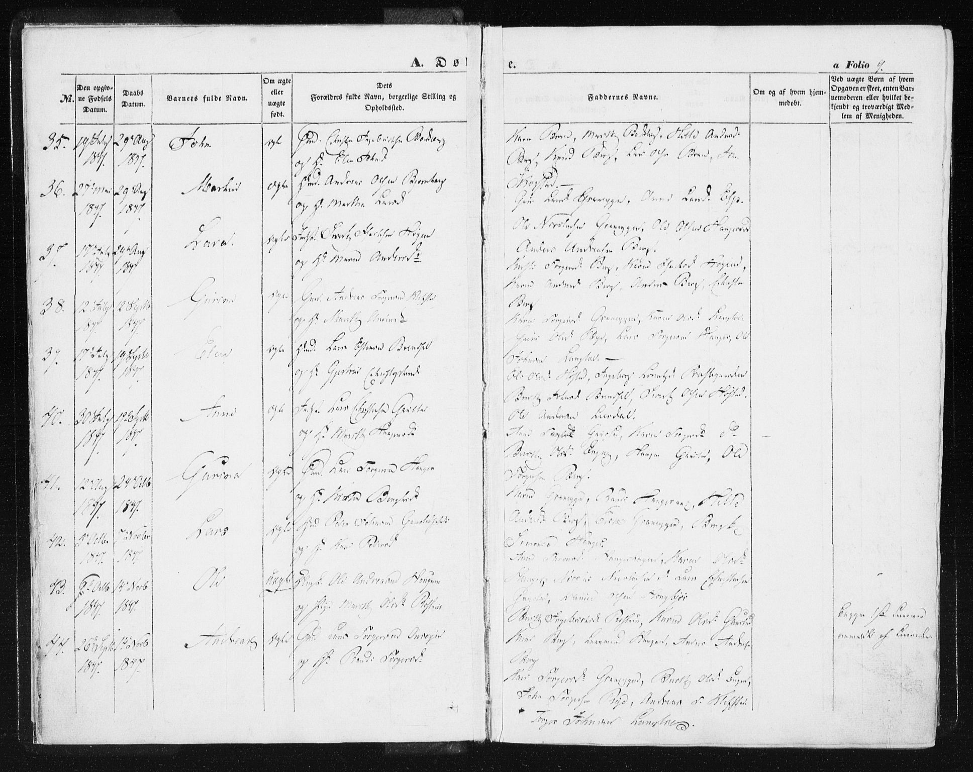 Ministerialprotokoller, klokkerbøker og fødselsregistre - Sør-Trøndelag, SAT/A-1456/612/L0376: Parish register (official) no. 612A08, 1846-1859, p. 9