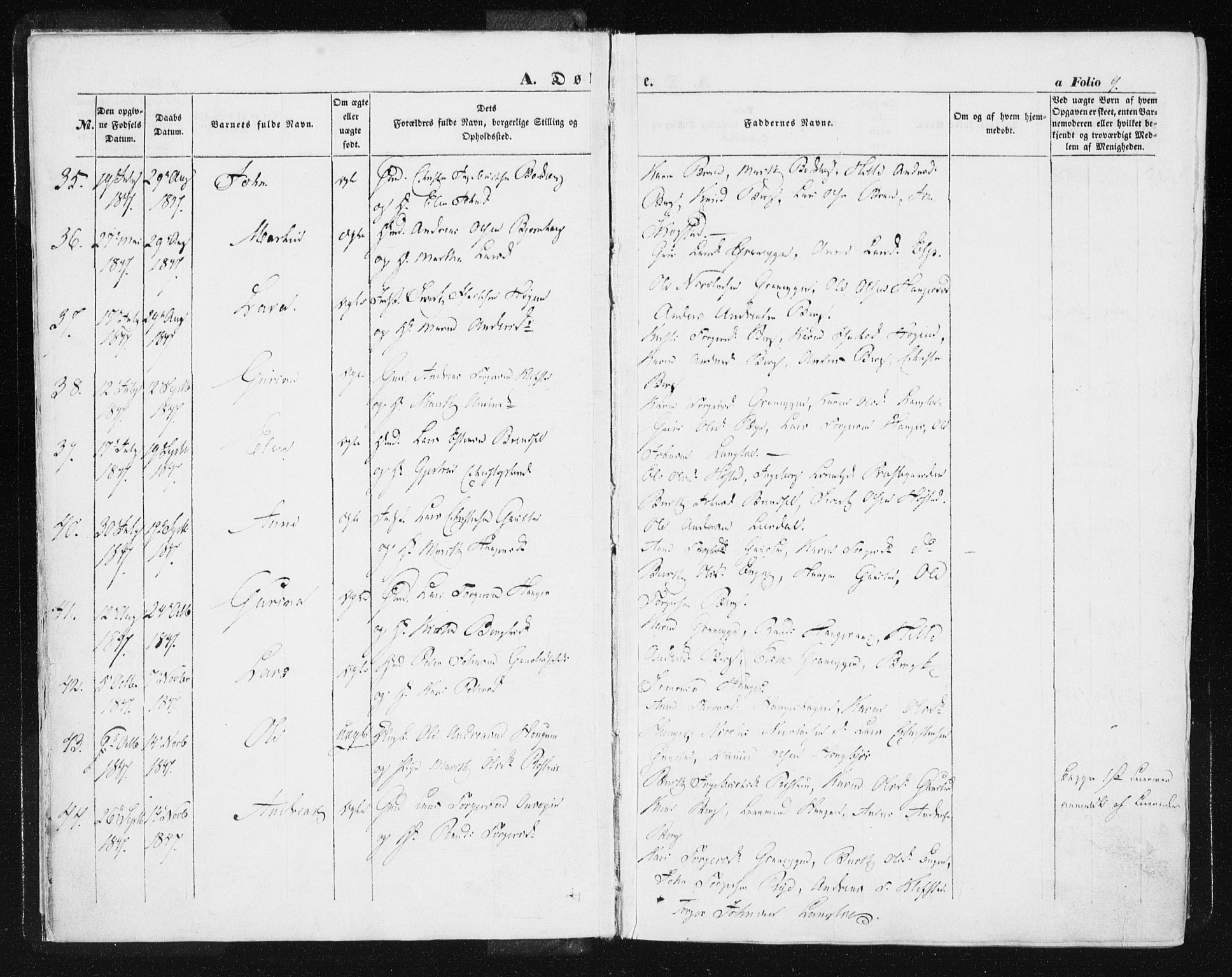 Ministerialprotokoller, klokkerbøker og fødselsregistre - Sør-Trøndelag, AV/SAT-A-1456/612/L0376: Parish register (official) no. 612A08, 1846-1859, p. 9