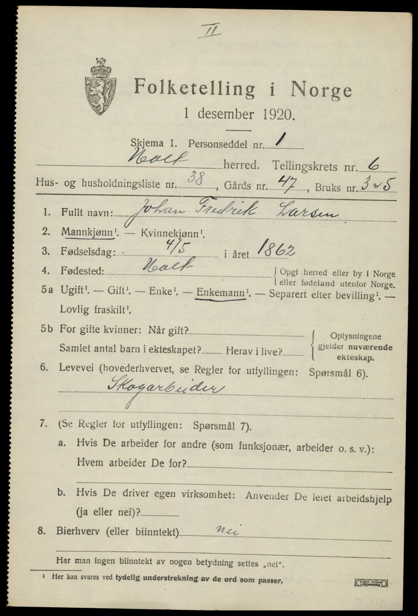 SAK, 1920 census for Holt, 1920, p. 4226