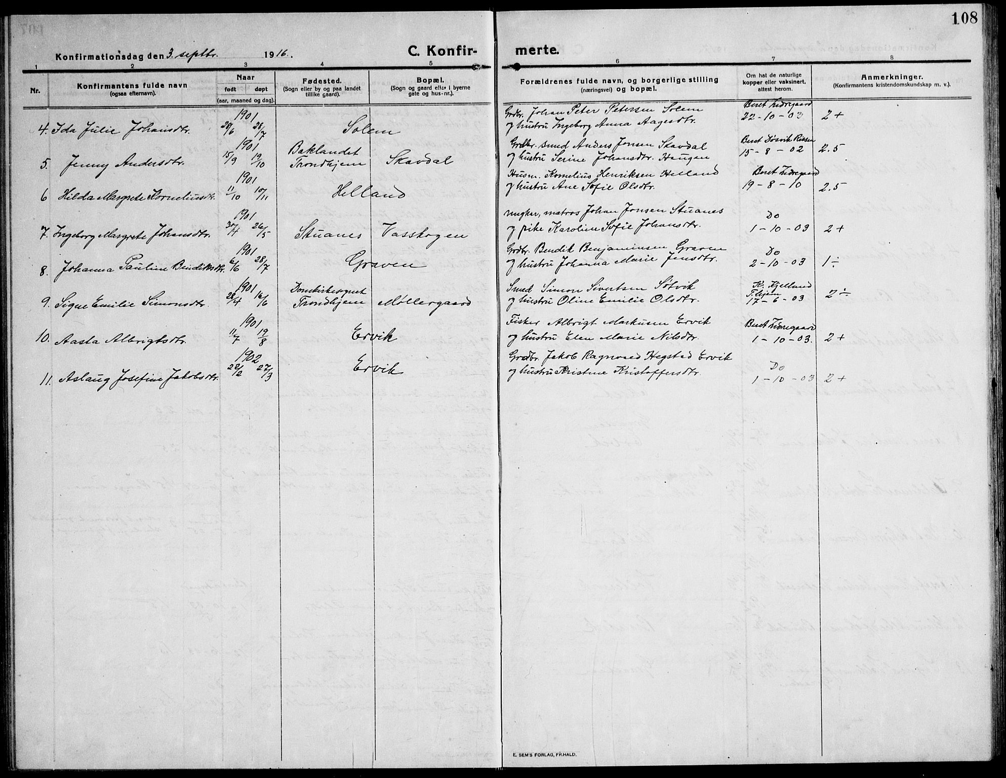 Ministerialprotokoller, klokkerbøker og fødselsregistre - Sør-Trøndelag, AV/SAT-A-1456/651/L0648: Parish register (copy) no. 651C02, 1915-1945, p. 108