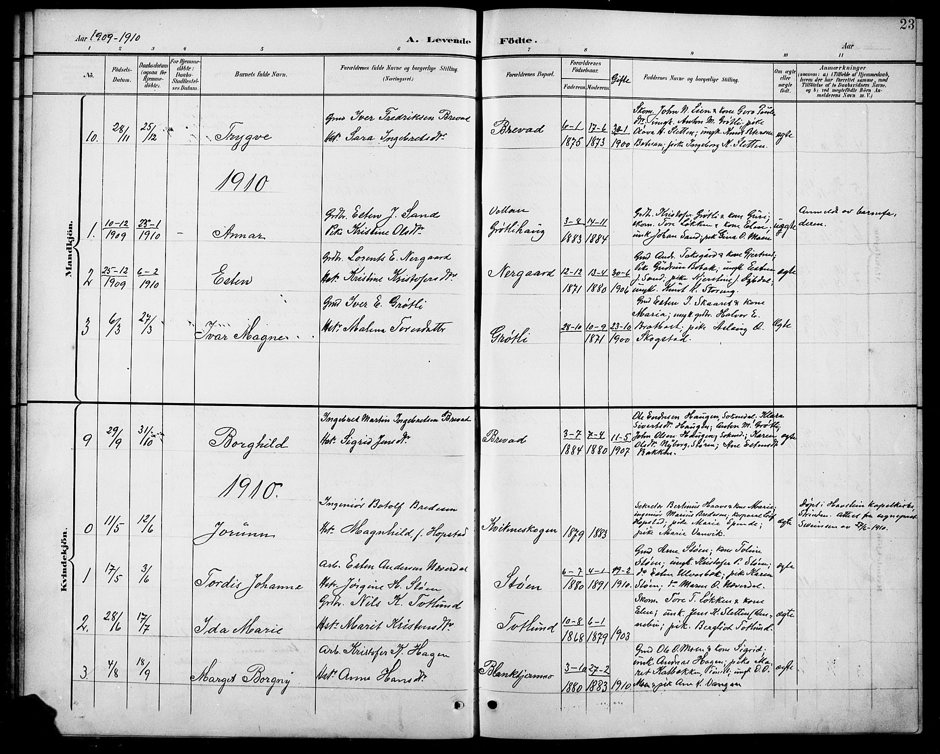 Kvikne prestekontor, SAH/PREST-064/H/Ha/Hab/L0003: Parish register (copy) no. 3, 1896-1918, p. 23