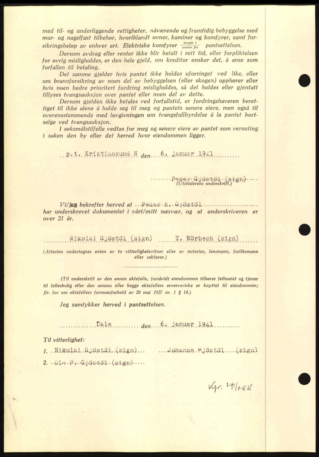 Nordmøre sorenskriveri, AV/SAT-A-4132/1/2/2Ca: Mortgage book no. B87, 1940-1941, Diary no: : 44/1941