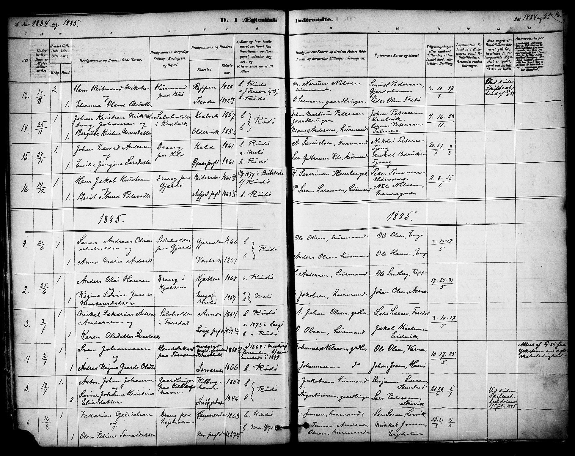 Ministerialprotokoller, klokkerbøker og fødselsregistre - Nordland, SAT/A-1459/841/L0609: Parish register (official) no. 841A13, 1878-1902, p. 16
