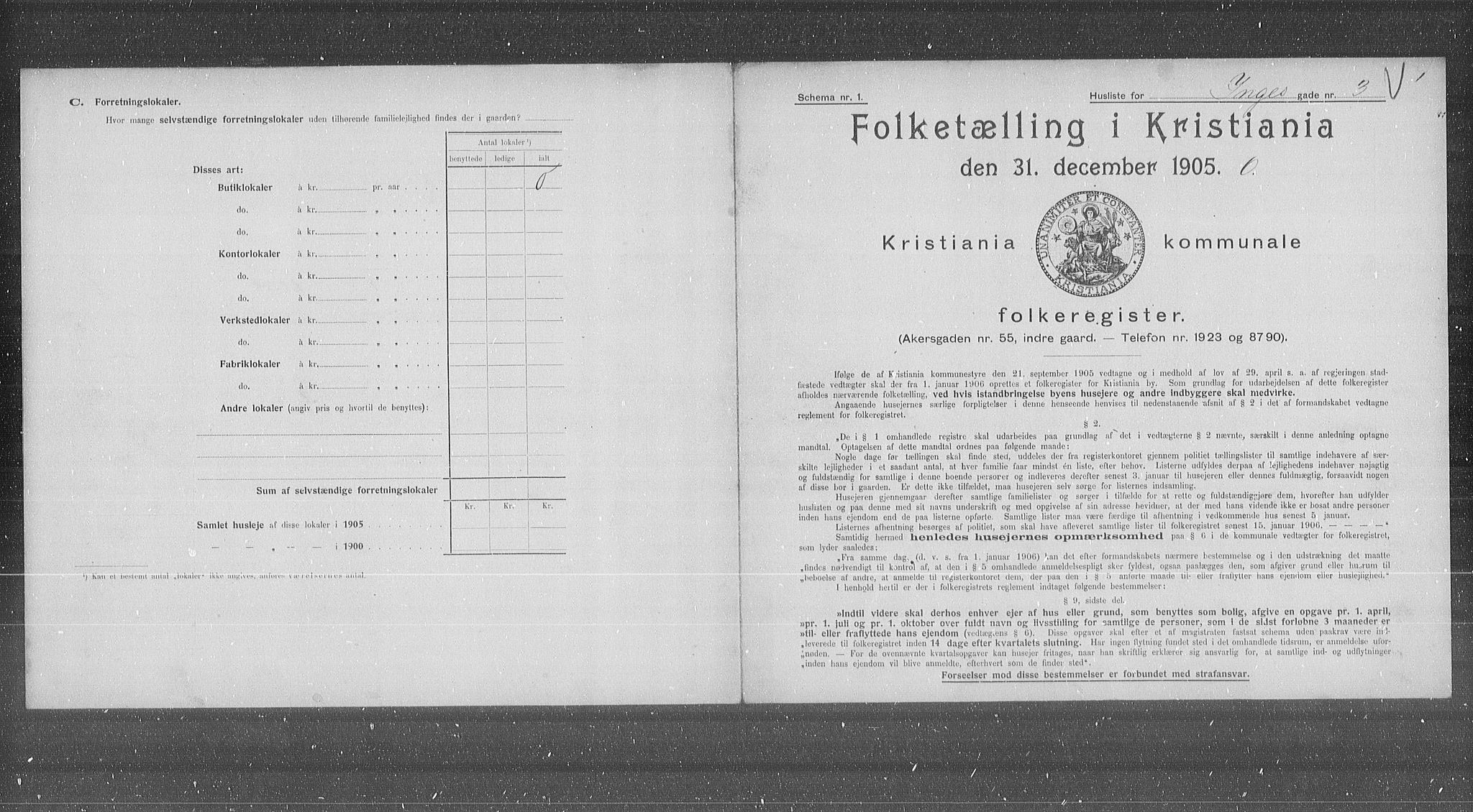 OBA, Municipal Census 1905 for Kristiania, 1905, p. 23132