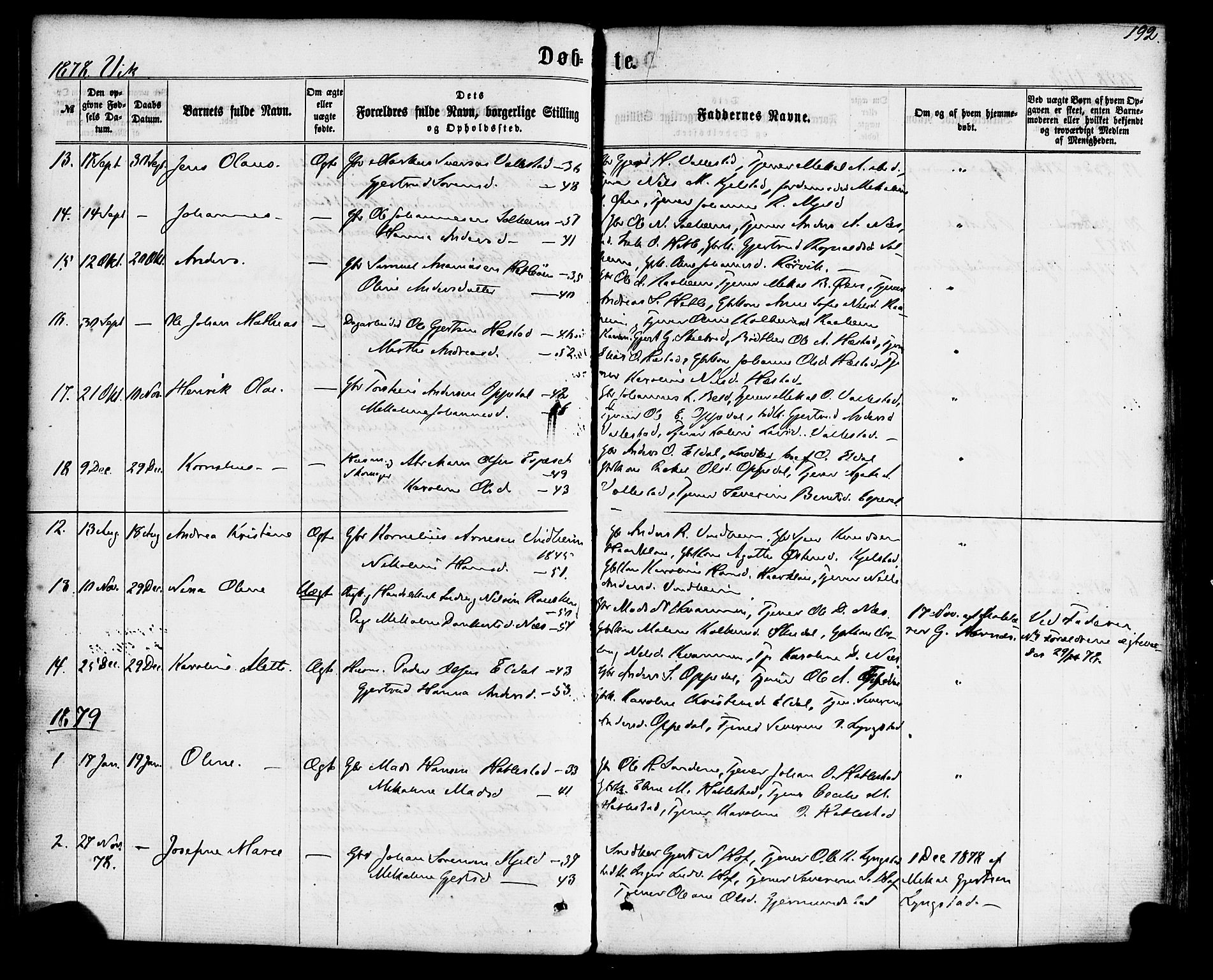 Gaular sokneprestembete, SAB/A-80001/H/Haa: Parish register (official) no. A 5, 1860-1881, p. 192