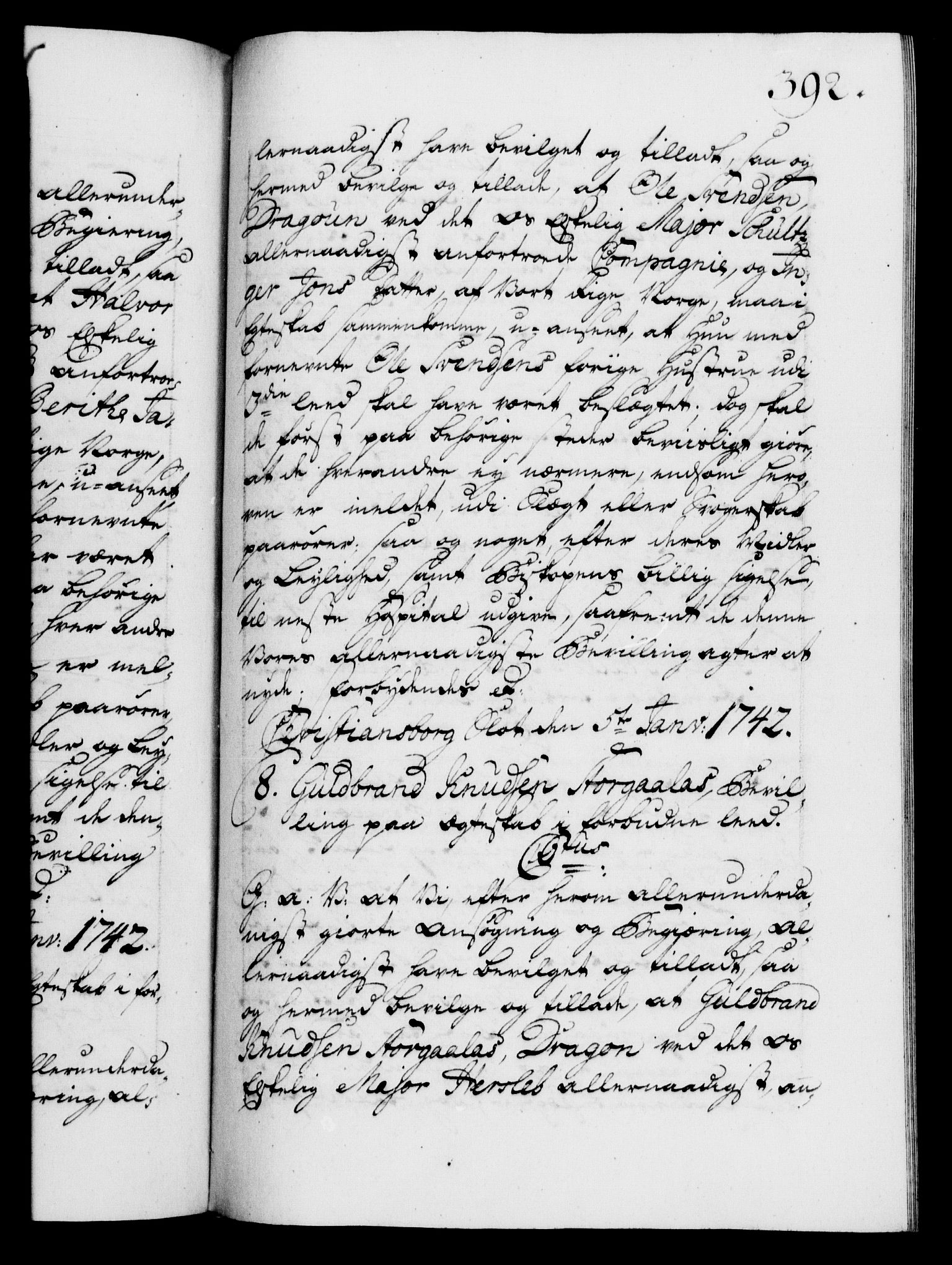 Danske Kanselli 1572-1799, AV/RA-EA-3023/F/Fc/Fca/Fcaa/L0032: Norske registre, 1741-1742, p. 392a