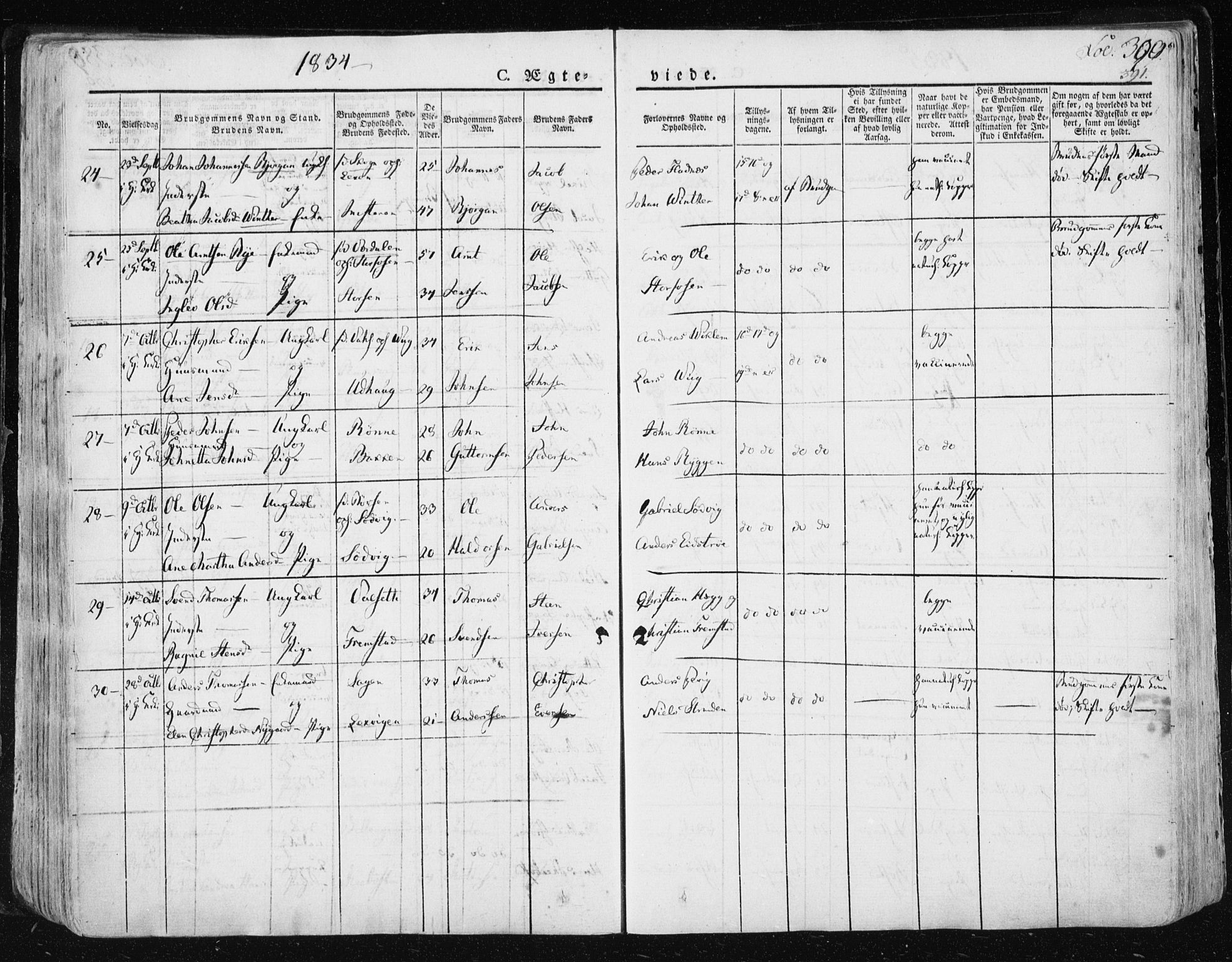 Ministerialprotokoller, klokkerbøker og fødselsregistre - Sør-Trøndelag, SAT/A-1456/659/L0735: Parish register (official) no. 659A05, 1826-1841, p. 390