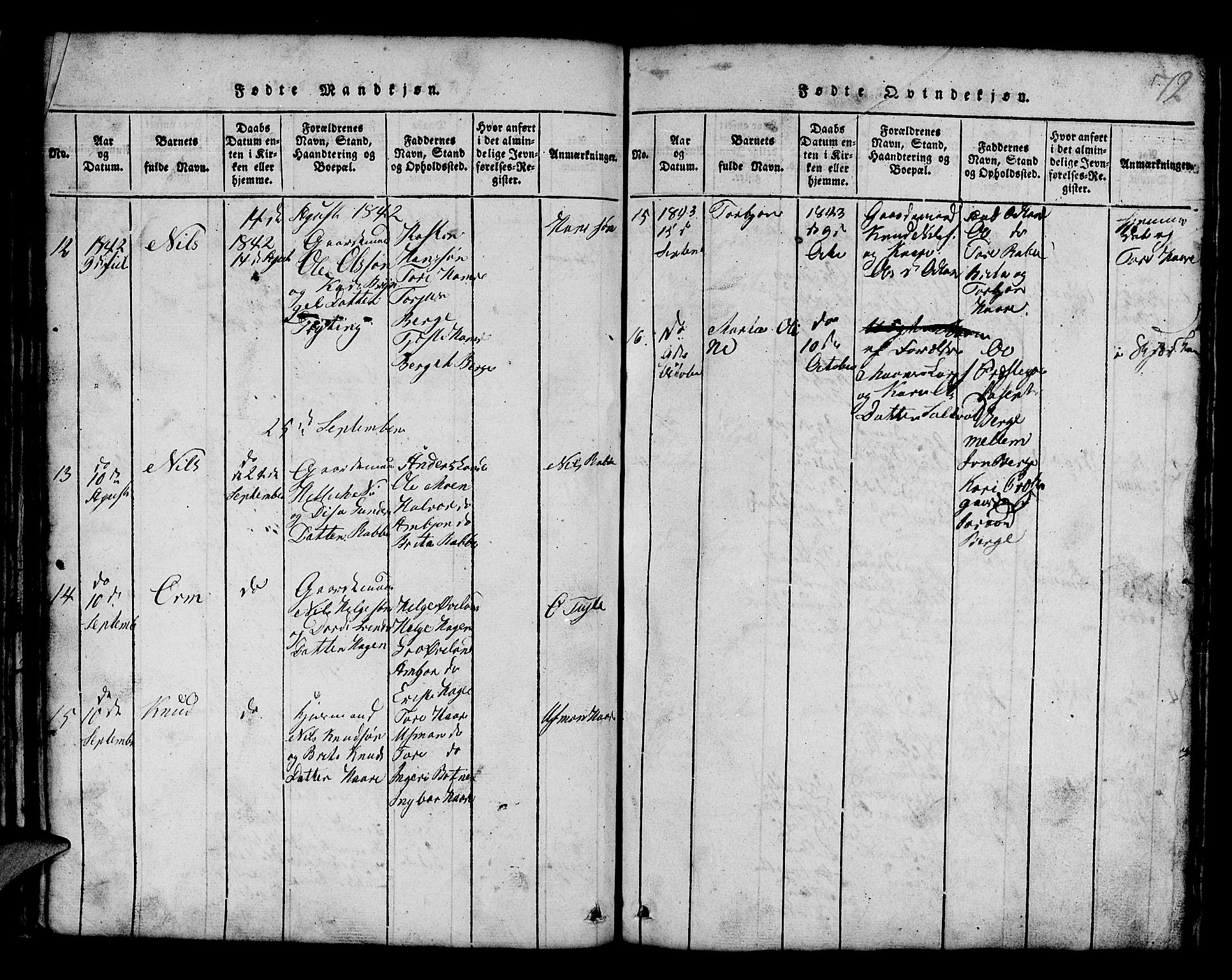 Røldal sokneprestembete, SAB/A-100247: Parish register (copy) no. A 1, 1817-1860, p. 72