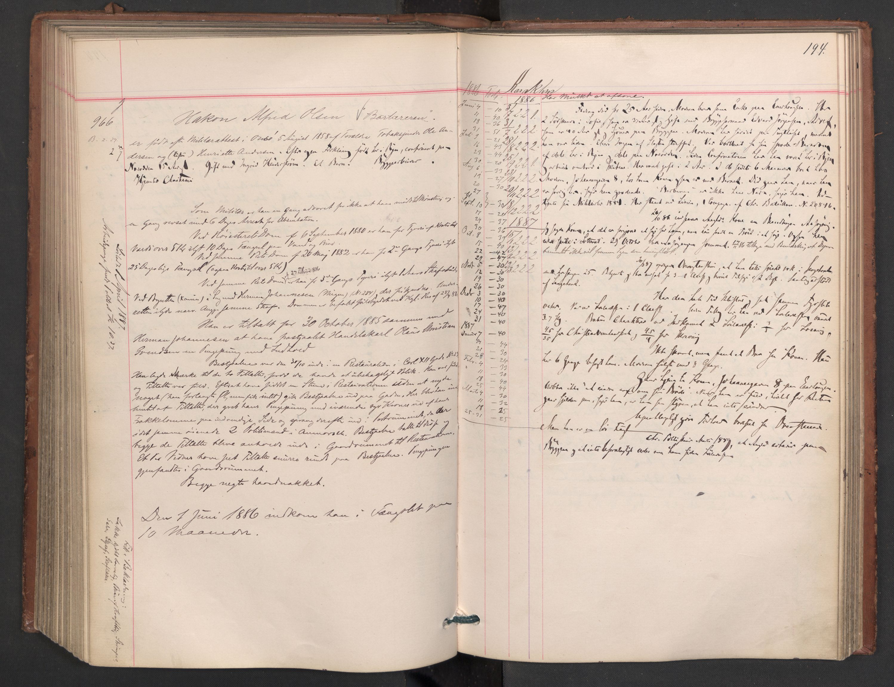 Botsfengslet, AV/RA-S-1539/D/Db/Dbb/L0023: 774g - 57h, 1885-1886, p. 194