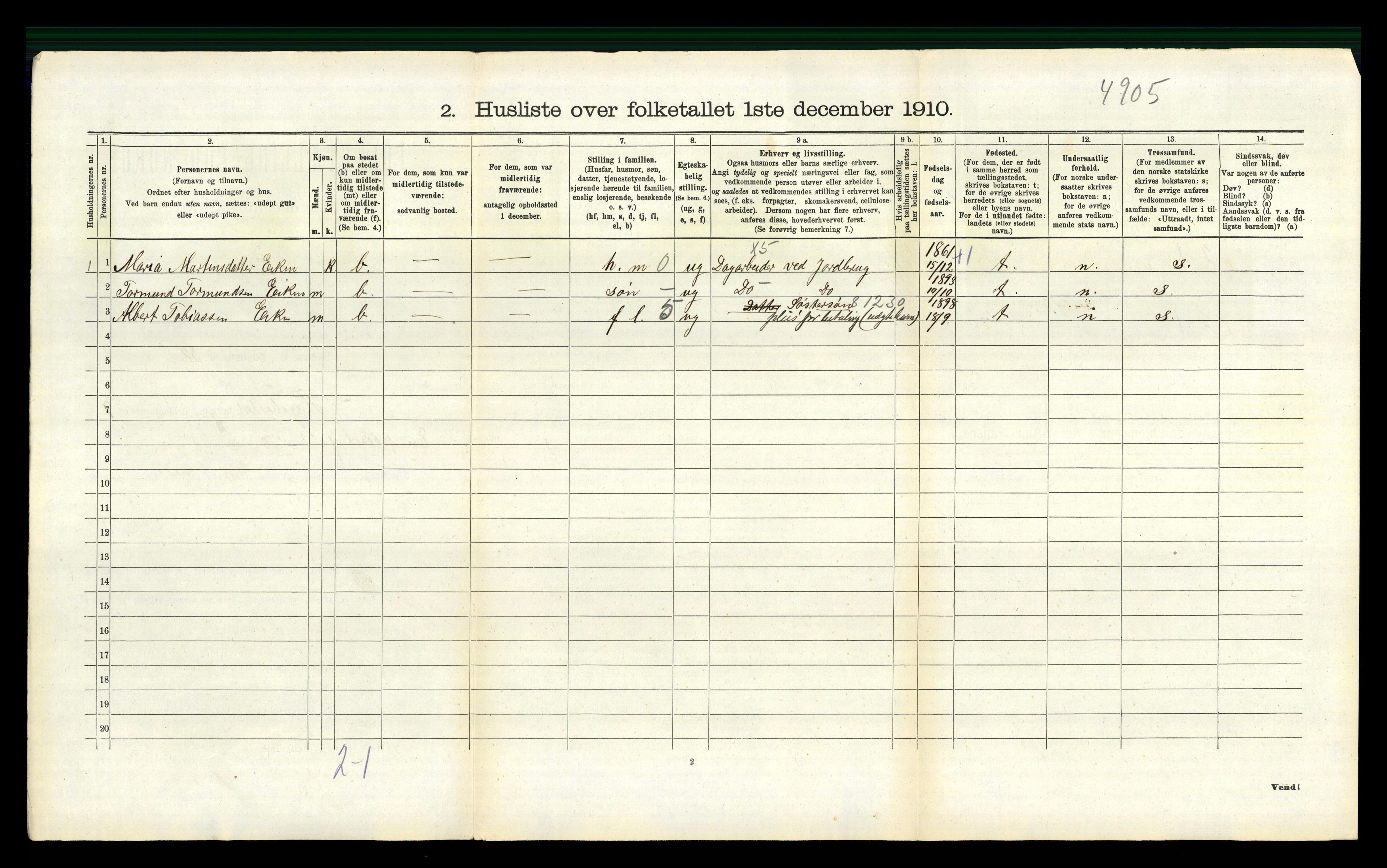 RA, 1910 census for Hægebostad, 1910, p. 770