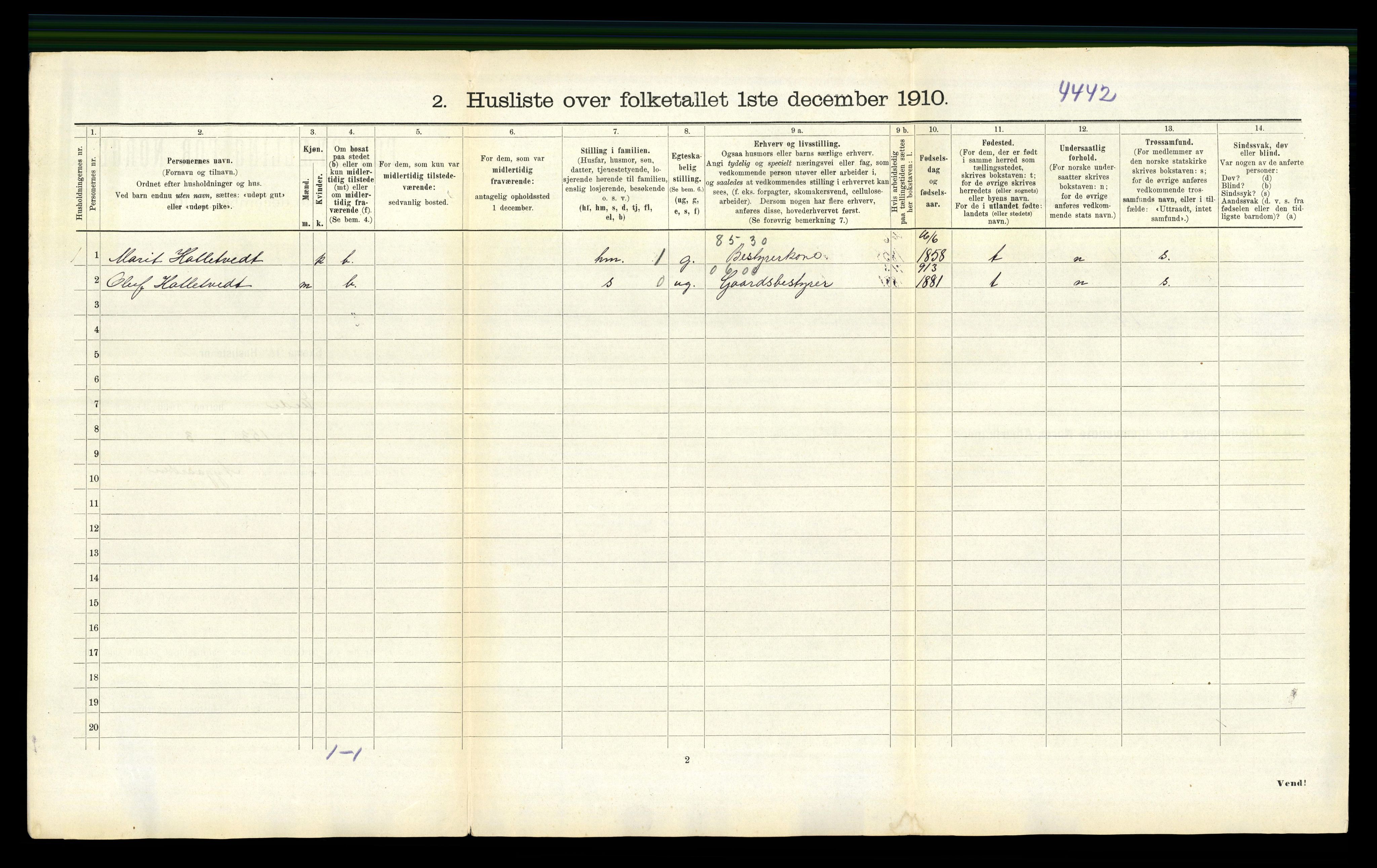 RA, 1910 census for Eide, 1910, p. 266
