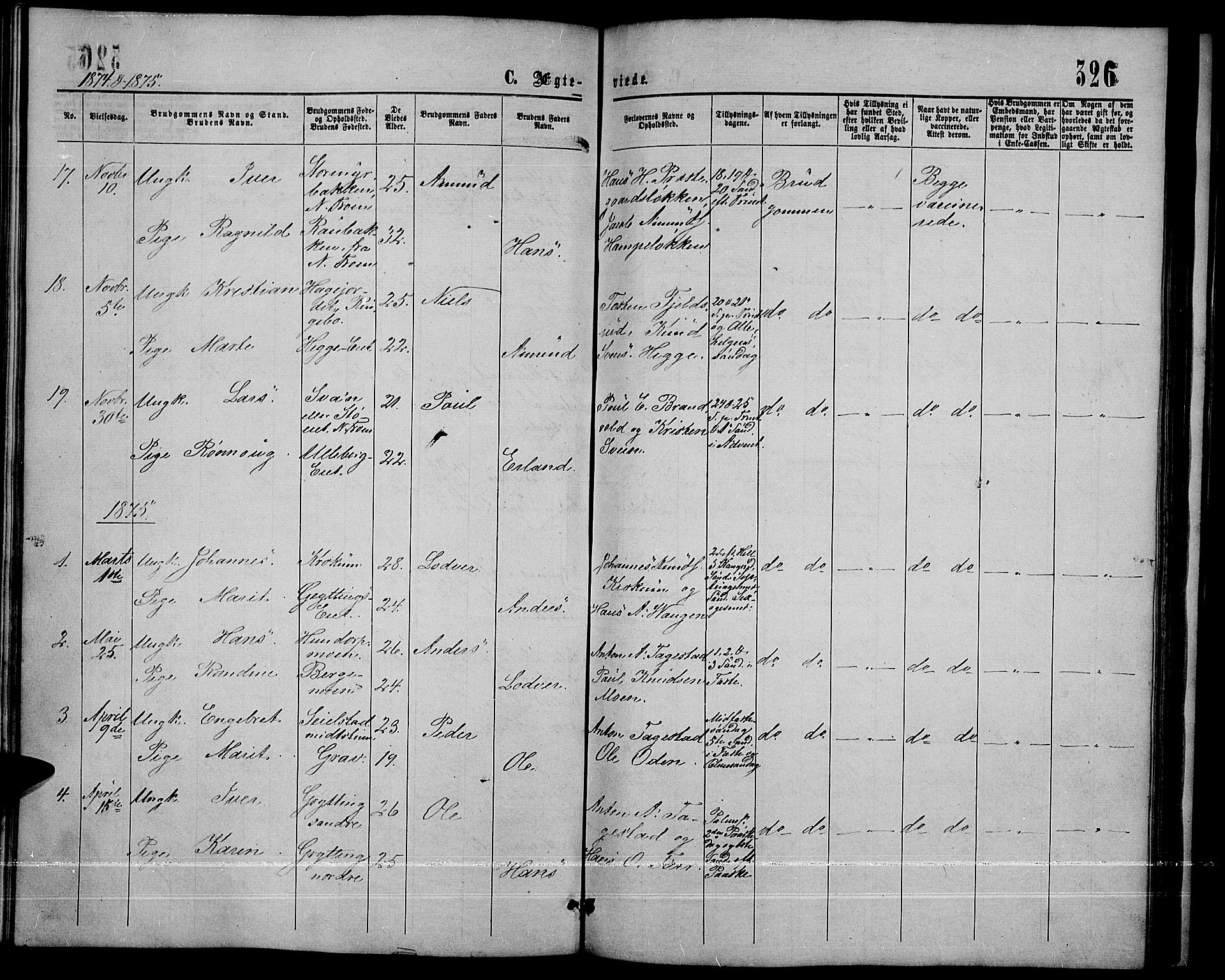 Sør-Fron prestekontor, SAH/PREST-010/H/Ha/Hab/L0002: Parish register (copy) no. 2, 1864-1883, p. 326