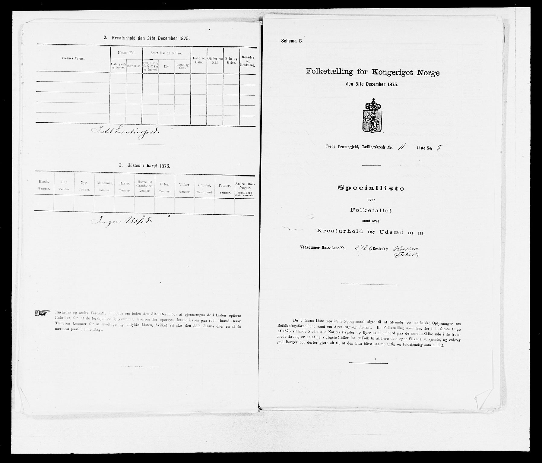 SAB, 1875 census for 1432P Førde, 1875, p. 1337