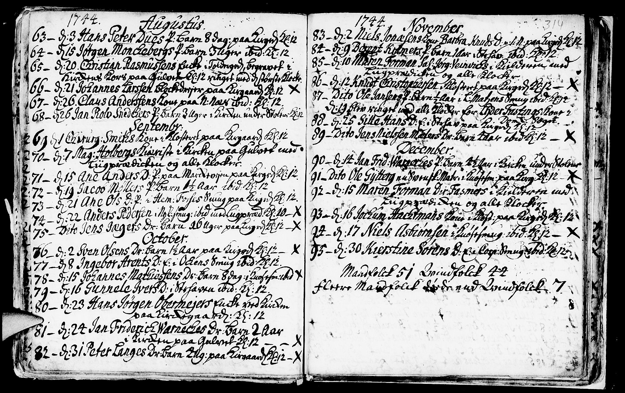 Nykirken Sokneprestembete, SAB/A-77101/H/Haa/L0009: Parish register (official) no. A 9, 1689-1759, p. 314