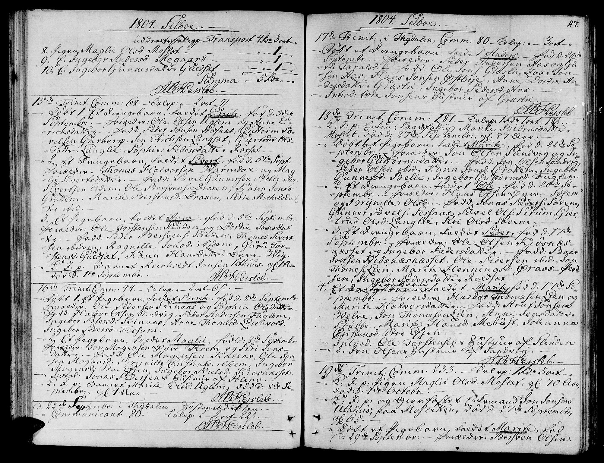 Ministerialprotokoller, klokkerbøker og fødselsregistre - Sør-Trøndelag, SAT/A-1456/695/L1140: Parish register (official) no. 695A03, 1801-1815, p. 47