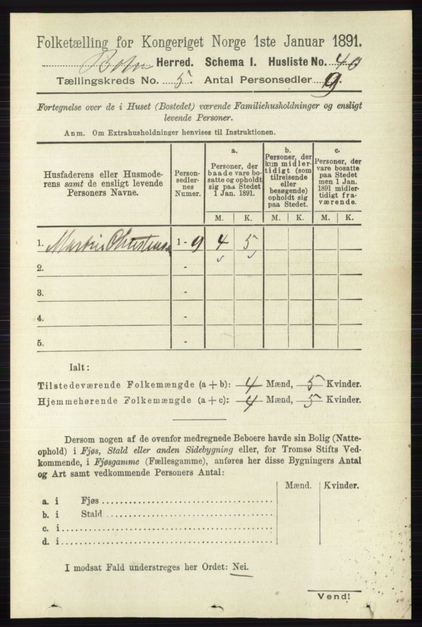 RA, 1891 census for 0715 Botne, 1891, p. 1938