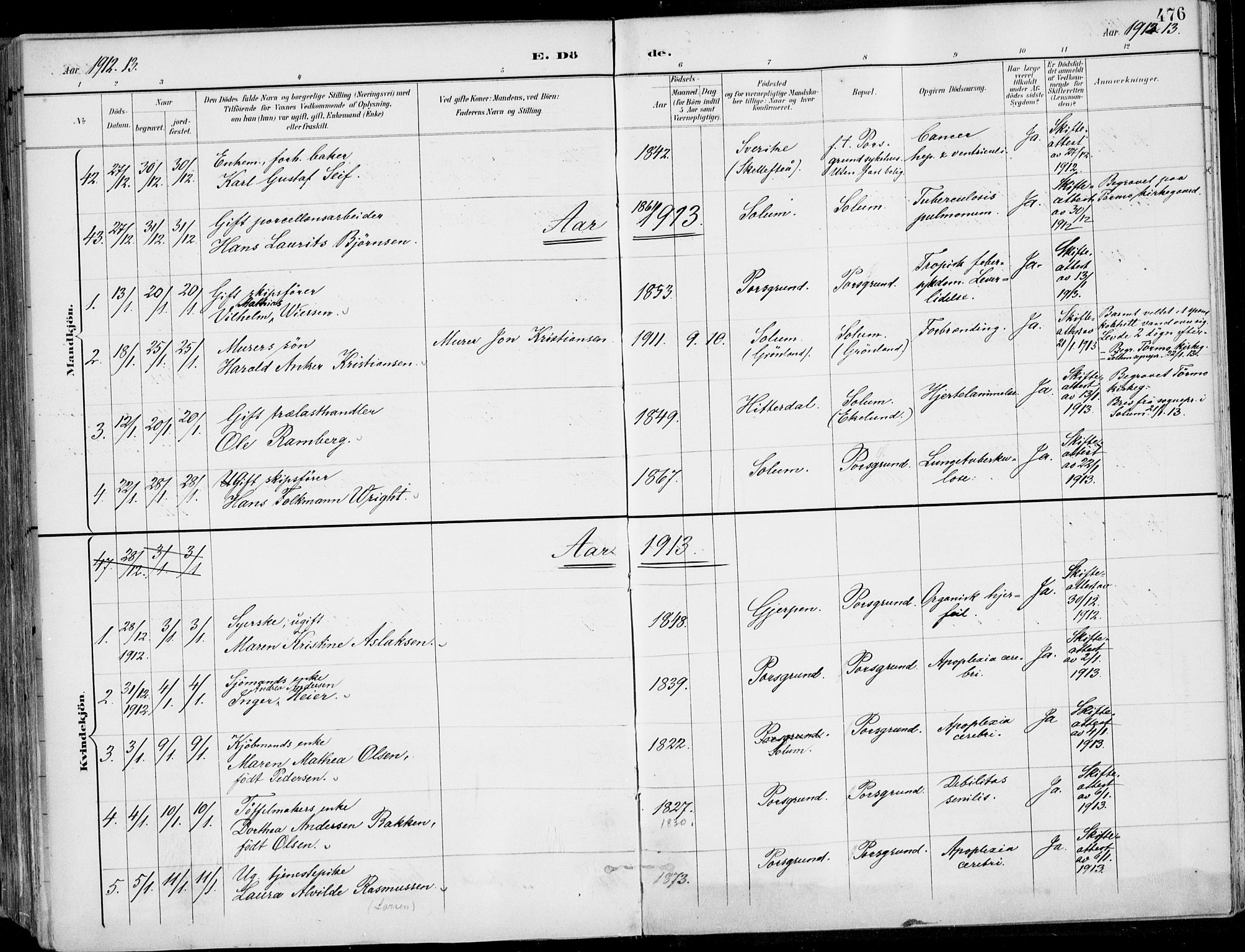 Porsgrunn kirkebøker , SAKO/A-104/F/Fa/L0011: Parish register (official) no. 11, 1895-1919, p. 476