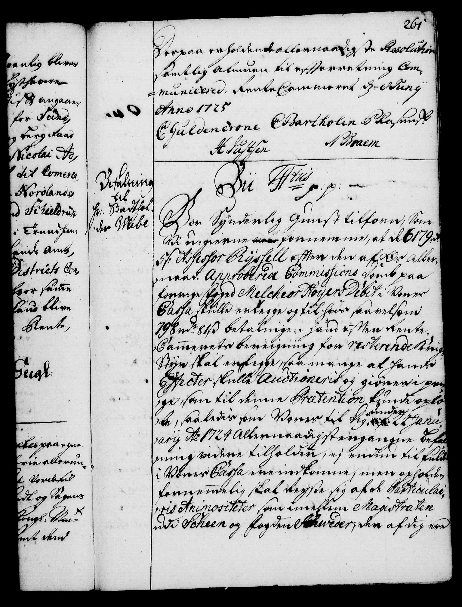 Rentekammeret, Kammerkanselliet, RA/EA-3111/G/Gg/Gga/L0002: Norsk ekspedisjonsprotokoll med register (merket RK 53.2), 1723-1727, p. 261