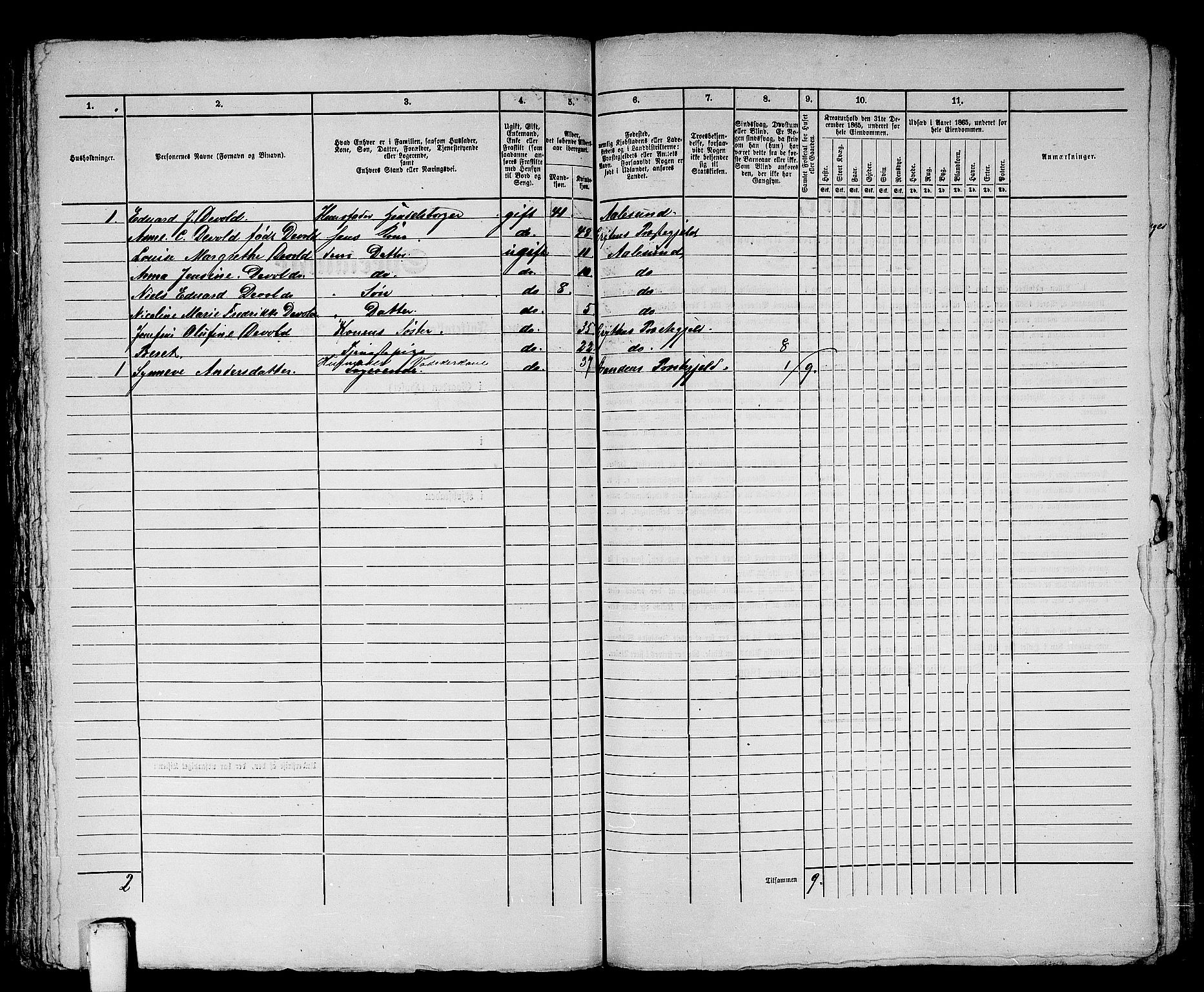 RA, 1865 census for Ålesund, 1865, p. 482