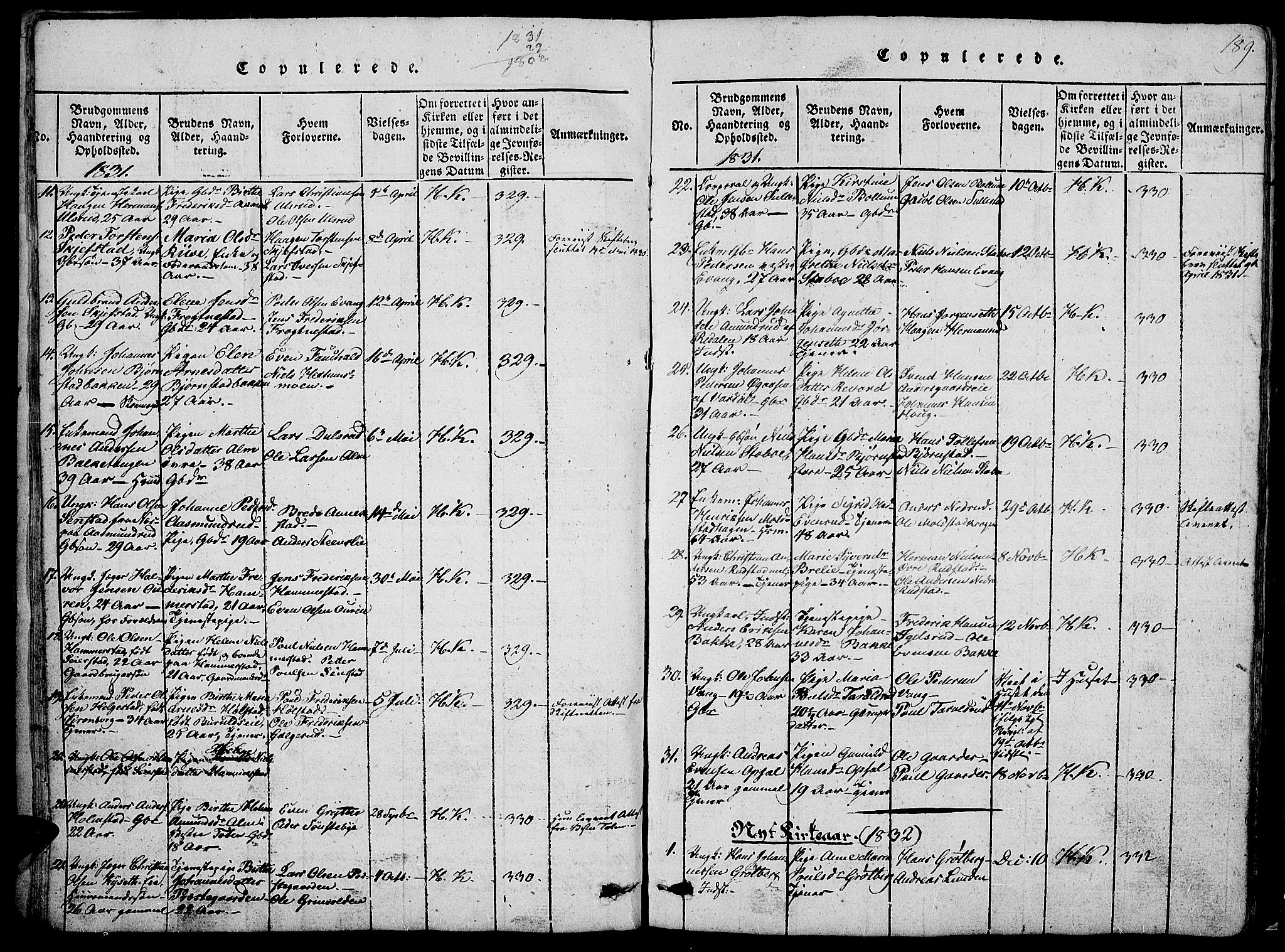 Østre Toten prestekontor, SAH/PREST-104/H/Ha/Hab/L0001: Parish register (copy) no. 1, 1827-1839, p. 189