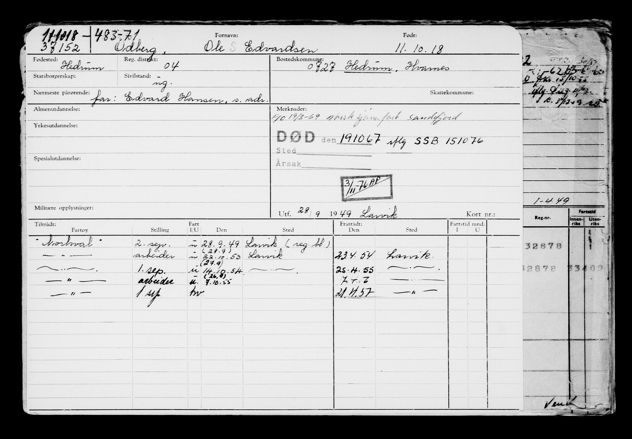 Direktoratet for sjømenn, AV/RA-S-3545/G/Gb/L0163: Hovedkort, 1918, p. 252