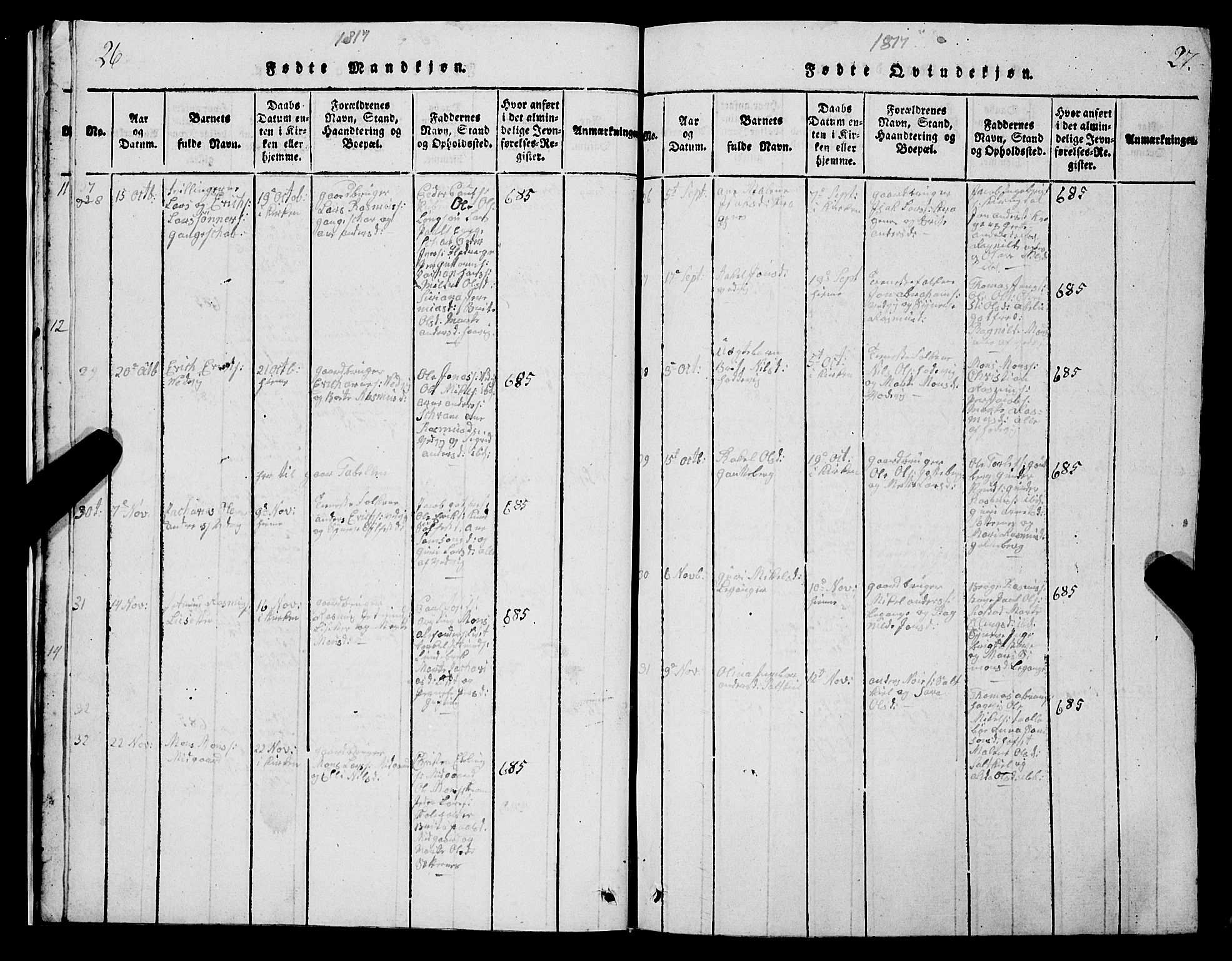 Selje sokneprestembete, AV/SAB-A-99938/H/Ha/Hab/Haba: Parish register (copy) no. A 1, 1816-1828, p. 26-27