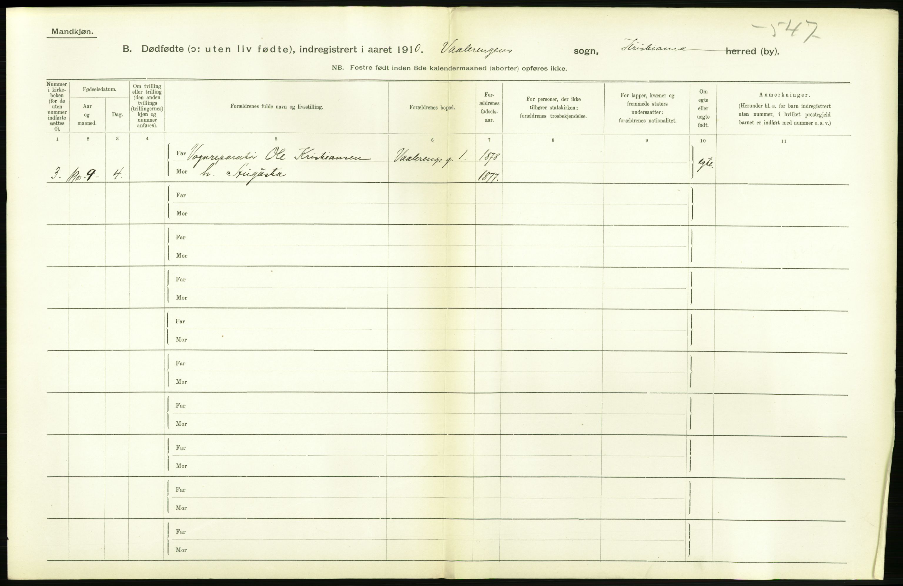 Statistisk sentralbyrå, Sosiodemografiske emner, Befolkning, AV/RA-S-2228/D/Df/Dfa/Dfah/L0009: Kristiania: Gifte og dødfødte., 1910, p. 800