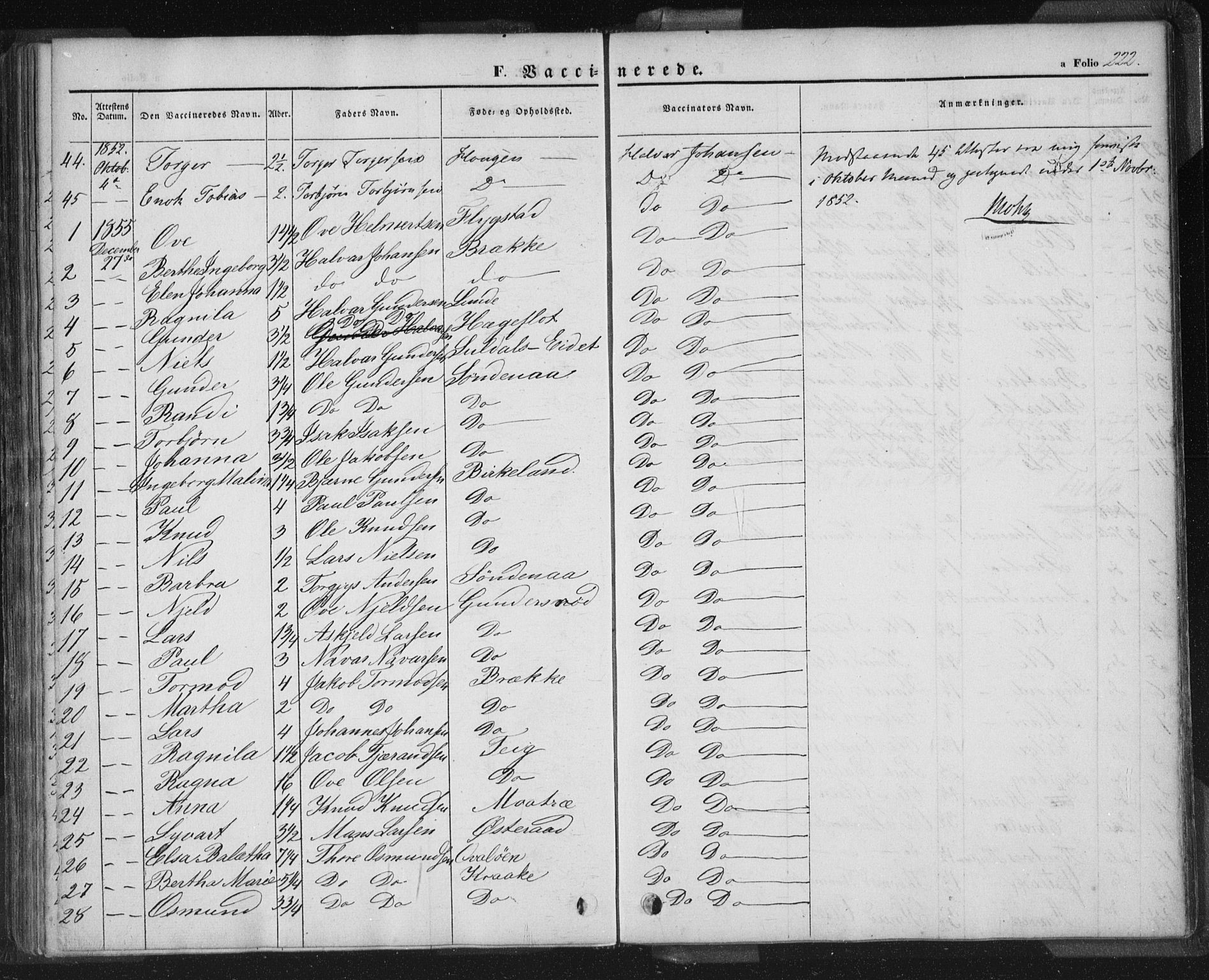 Sand sokneprestkontor, AV/SAST-A-101848/01/III/L0002: Parish register (official) no. A 2, 1838-1859, p. 222