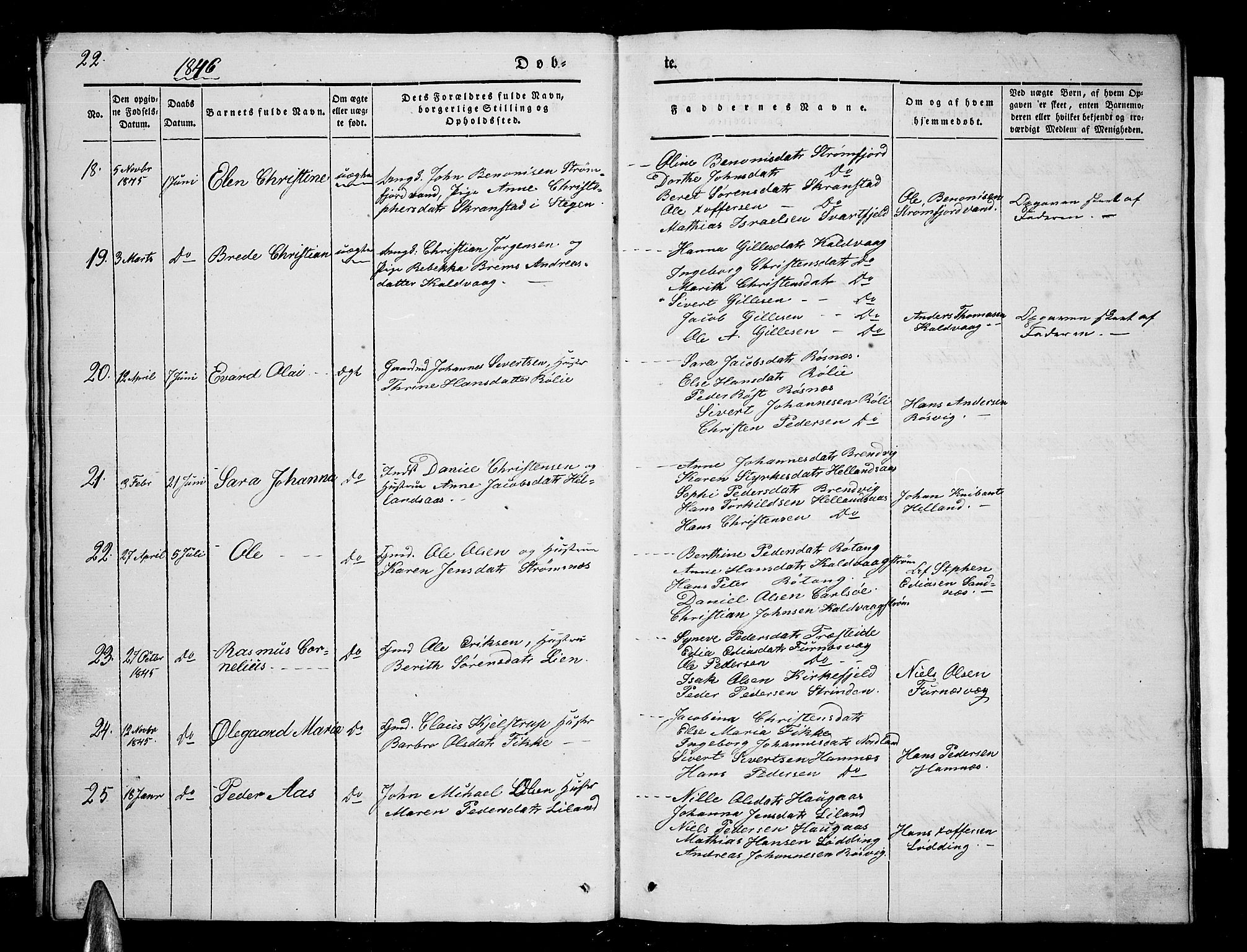 Ministerialprotokoller, klokkerbøker og fødselsregistre - Nordland, AV/SAT-A-1459/859/L0856: Parish register (copy) no. 859C02, 1843-1854, p. 22