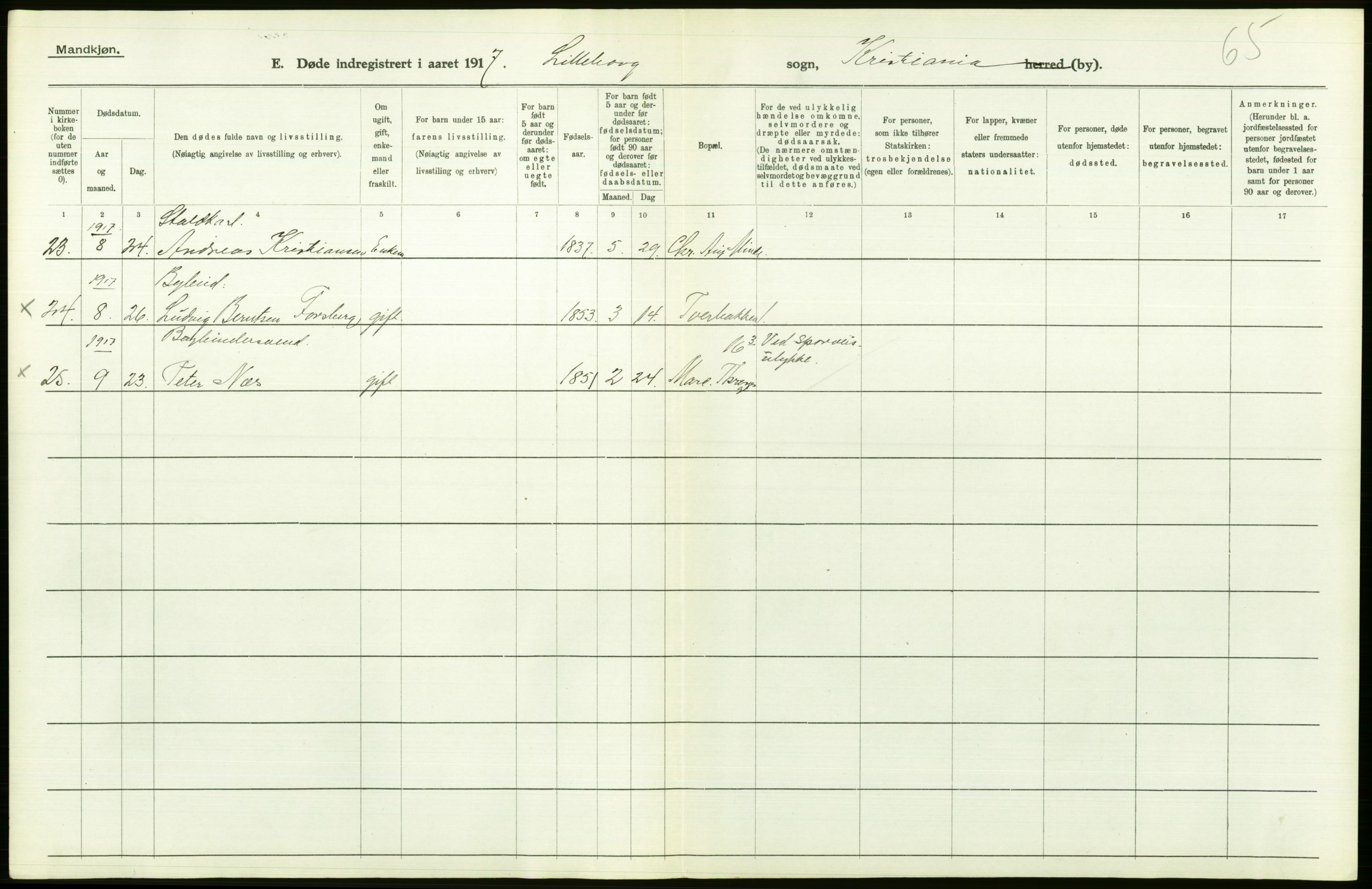 Statistisk sentralbyrå, Sosiodemografiske emner, Befolkning, AV/RA-S-2228/D/Df/Dfb/Dfbg/L0010: Kristiania: Døde, 1917, p. 618