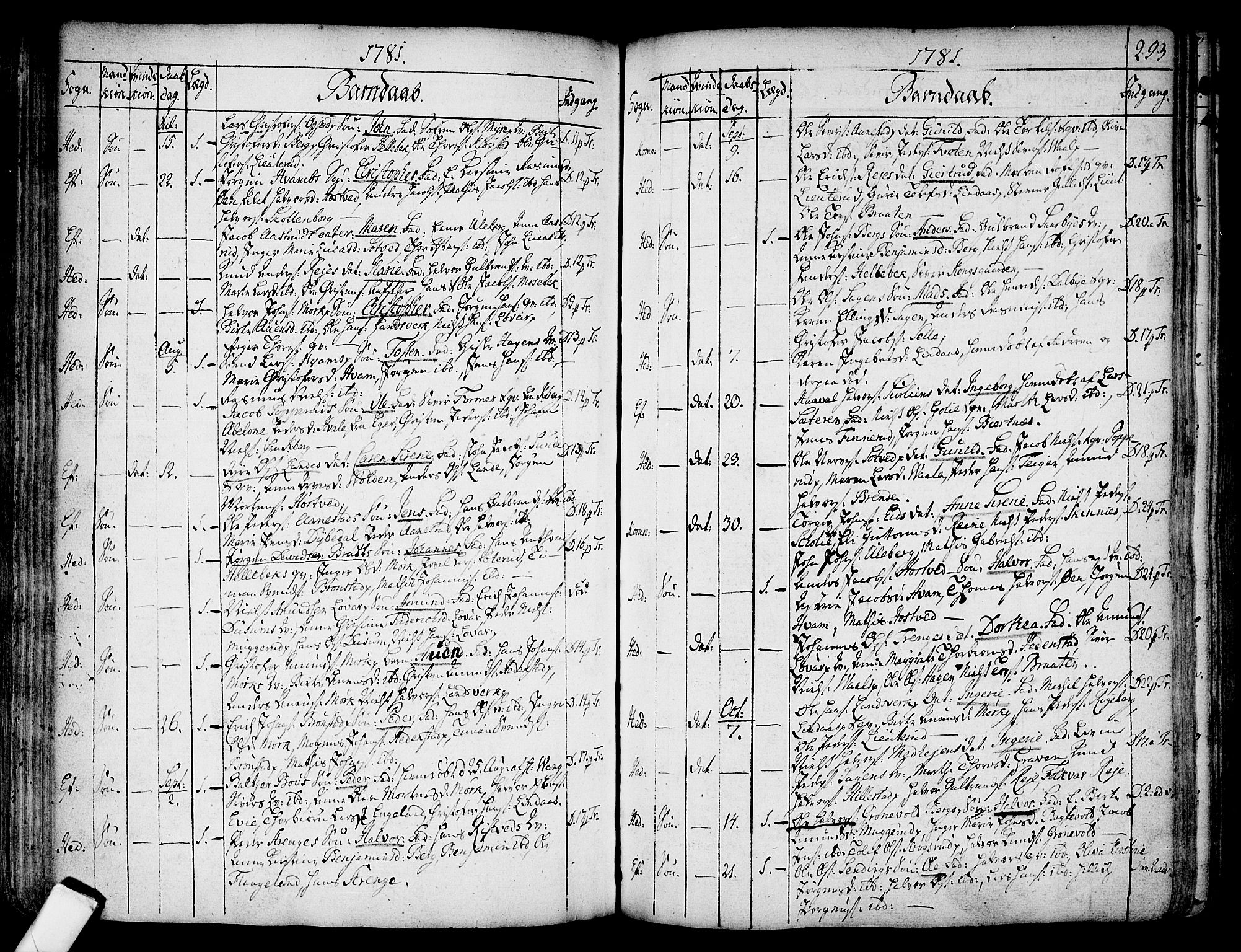 Sandsvær kirkebøker, AV/SAKO-A-244/F/Fa/L0002a: Parish register (official) no. I 2, 1725-1809, p. 293