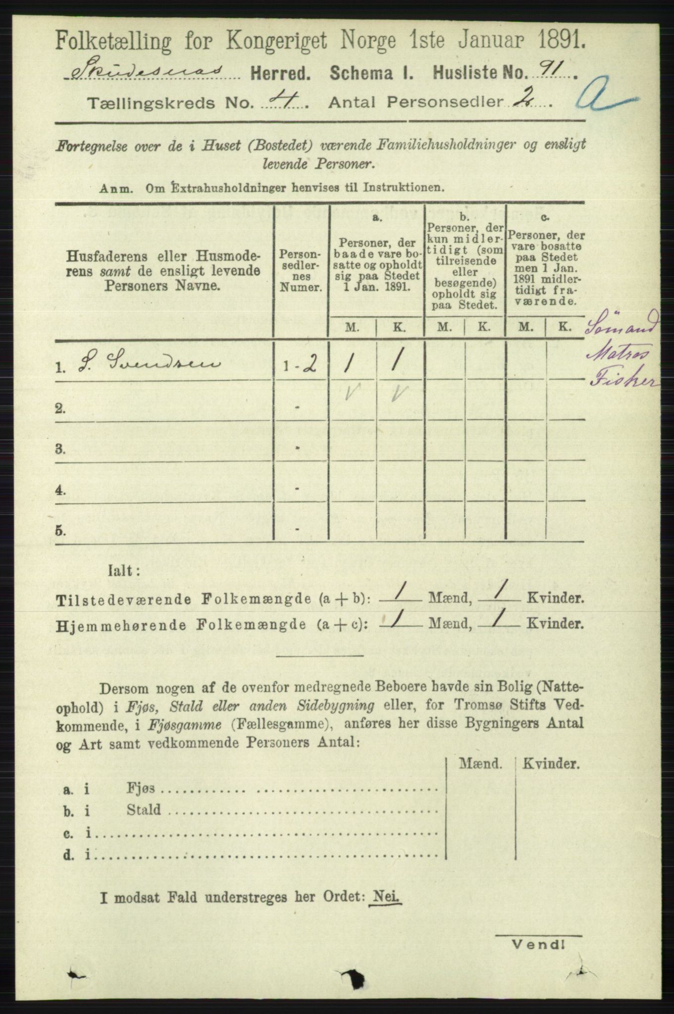 RA, 1891 census for 1150 Skudenes, 1891, p. 1863